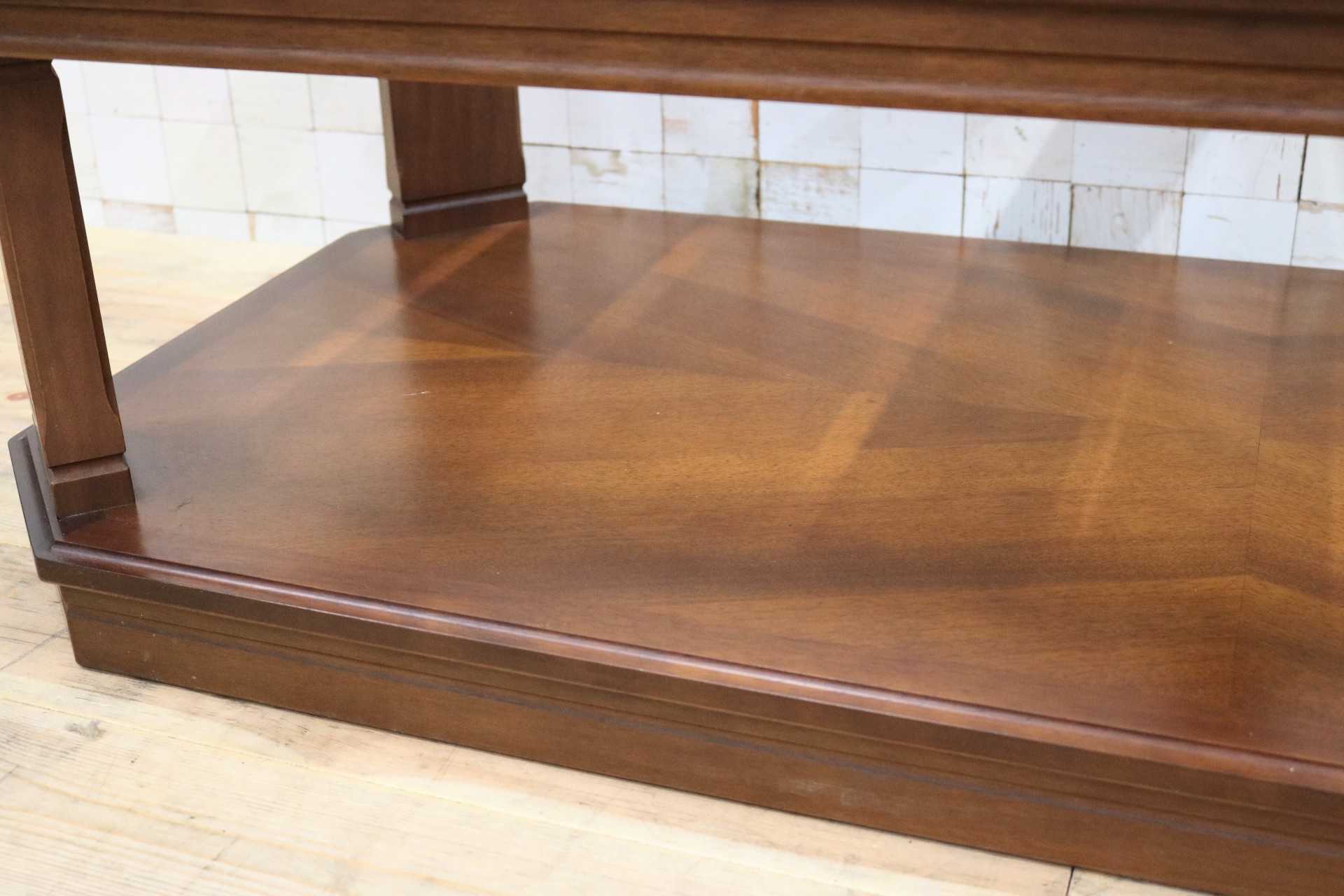 GMGT195○maruni / マルニ センターテーブル リビングテーブル 応接机 ガラス天板 木製フレーム クラシック レトロ アンティーク 国産家具