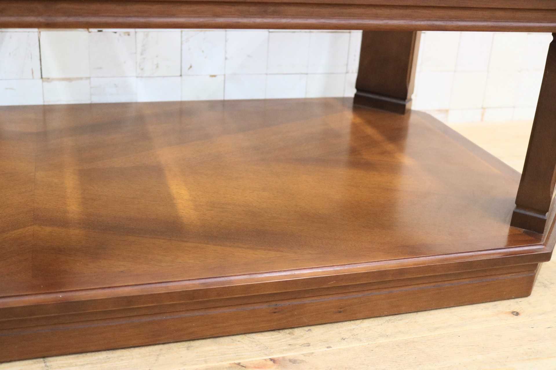 GMGT195○maruni / マルニ センターテーブル リビングテーブル 応接机 ガラス天板 木製フレーム クラシック レトロ アンティーク 国産家具