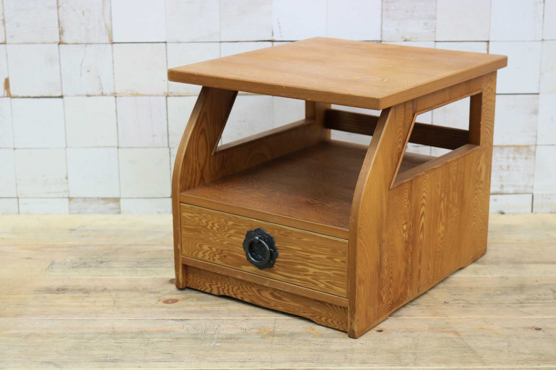 GMIK254◯世界遺産屋久杉 花台 電話台 飾り台 引き出し 収納家具 アンティーク 昭和レトロ 希少