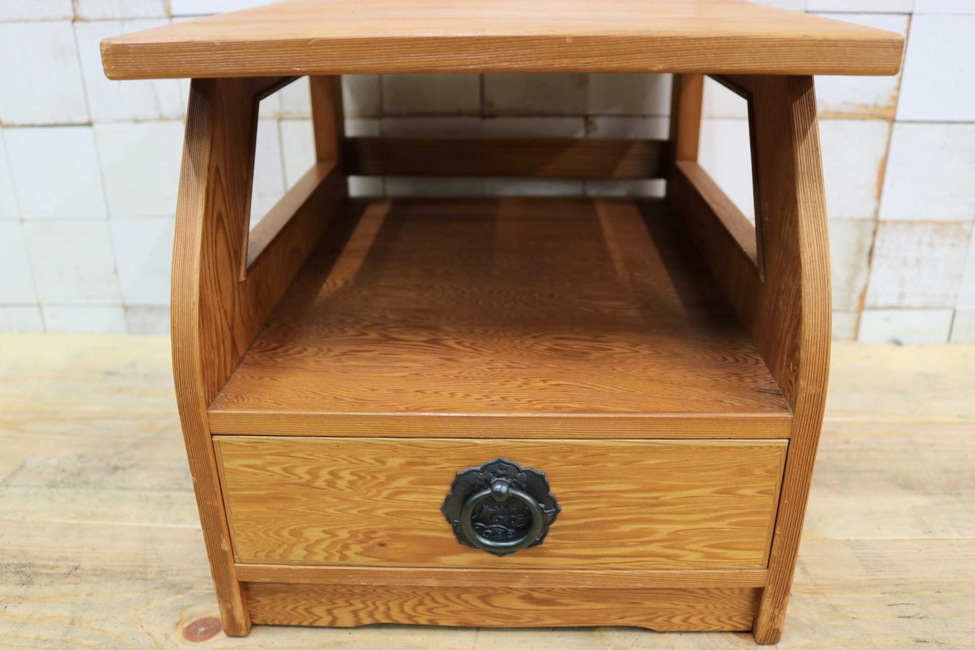 GMIK254◯世界遺産屋久杉 花台 電話台 飾り台 引き出し 収納家具 アンティーク 昭和レトロ 希少