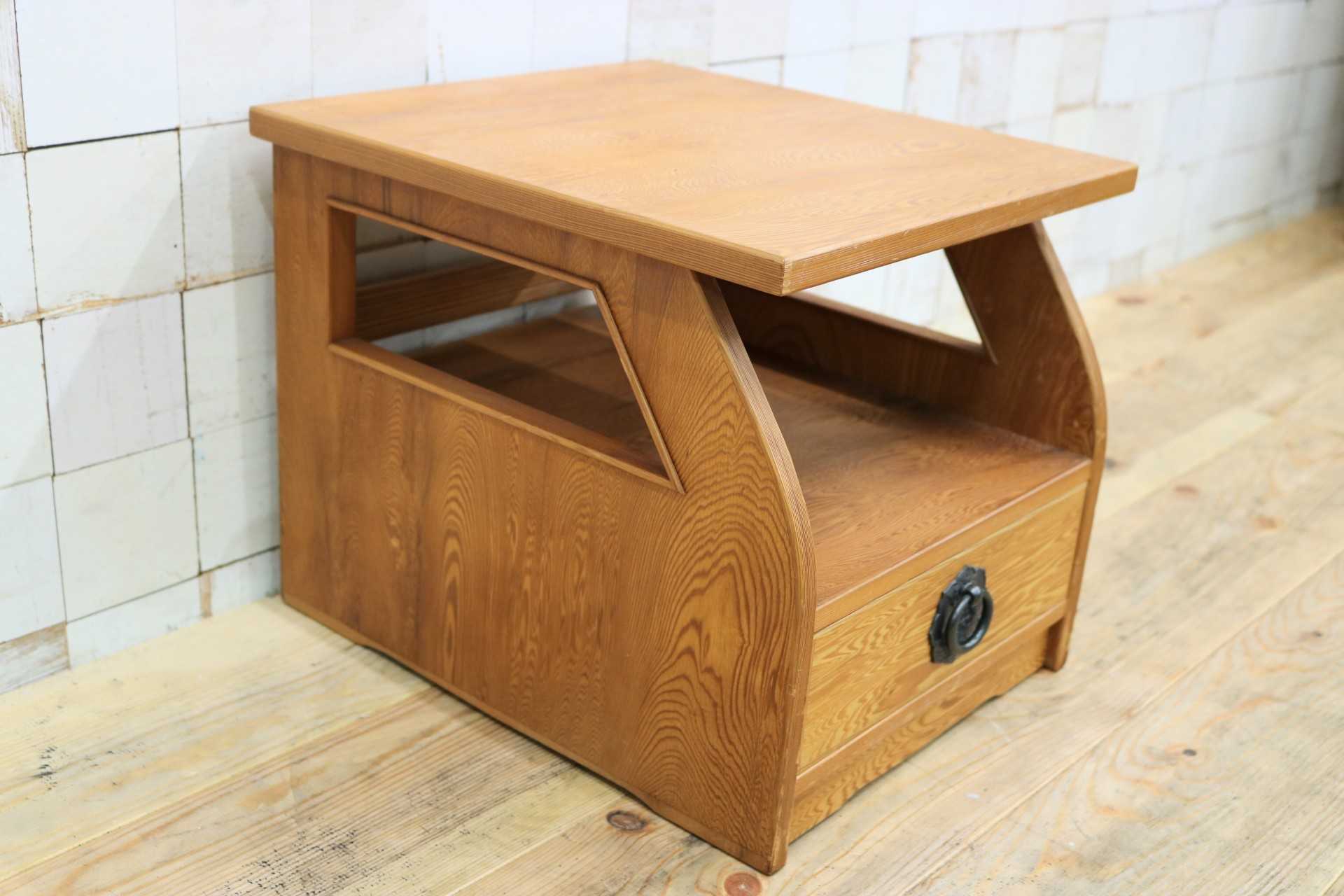 GMIK254◯世界遺産屋久杉 花台 電話台 飾り台 引き出し 収納家具 アンティーク 昭和レトロ 希少