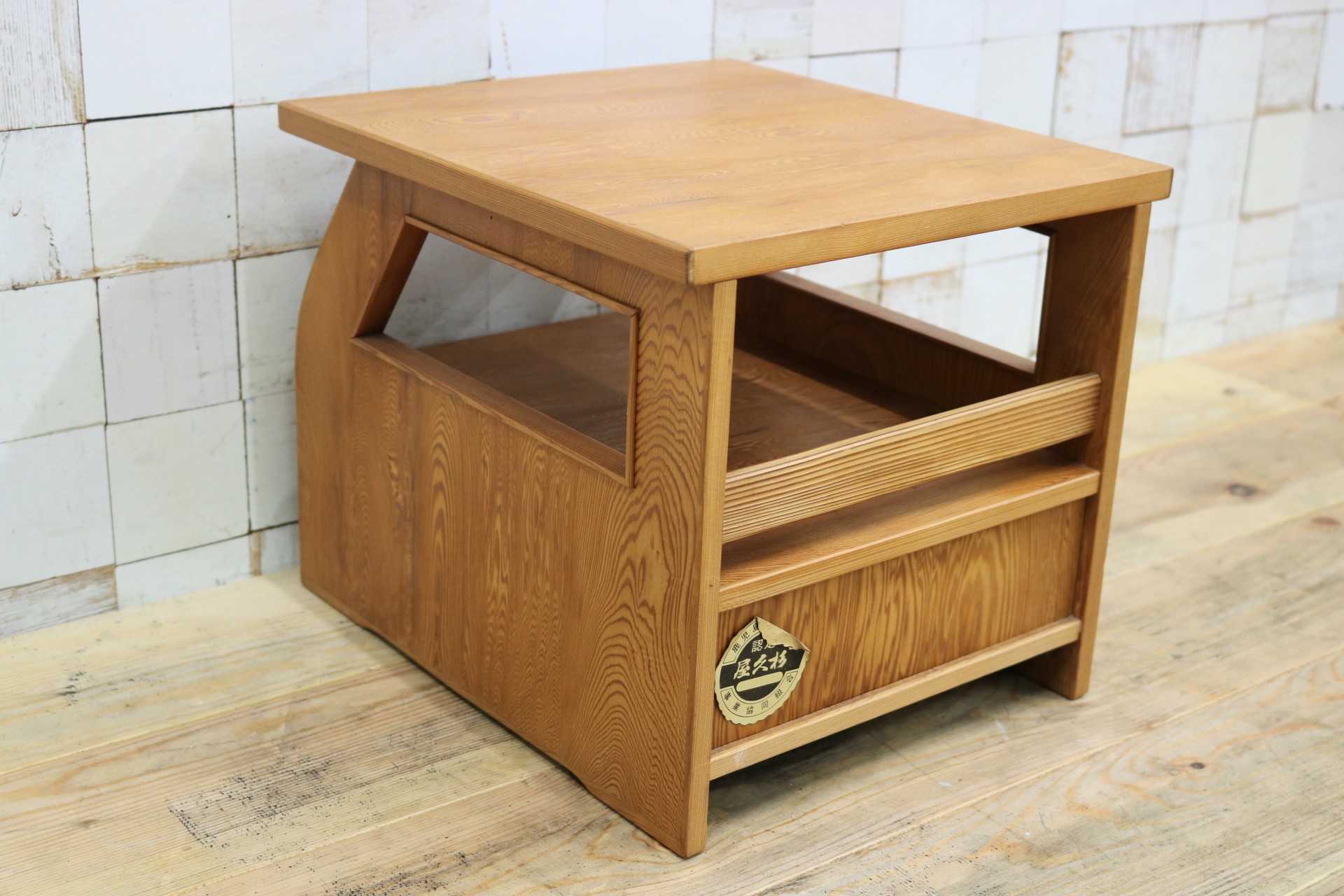 GMIK254◯世界遺産屋久杉 花台 電話台 飾り台 引き出し 収納家具 アンティーク 昭和レトロ 希少