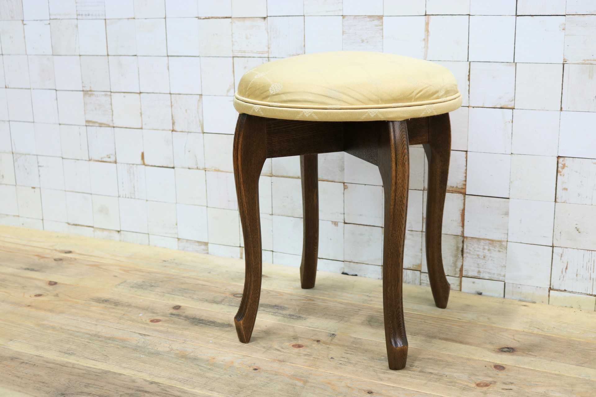 GMIS298A○松永工房 Continue カンティーニュ スツール 丸椅子 猫脚 アンティーク ヴィンテージ クラシカル ファブリック 定価約5万