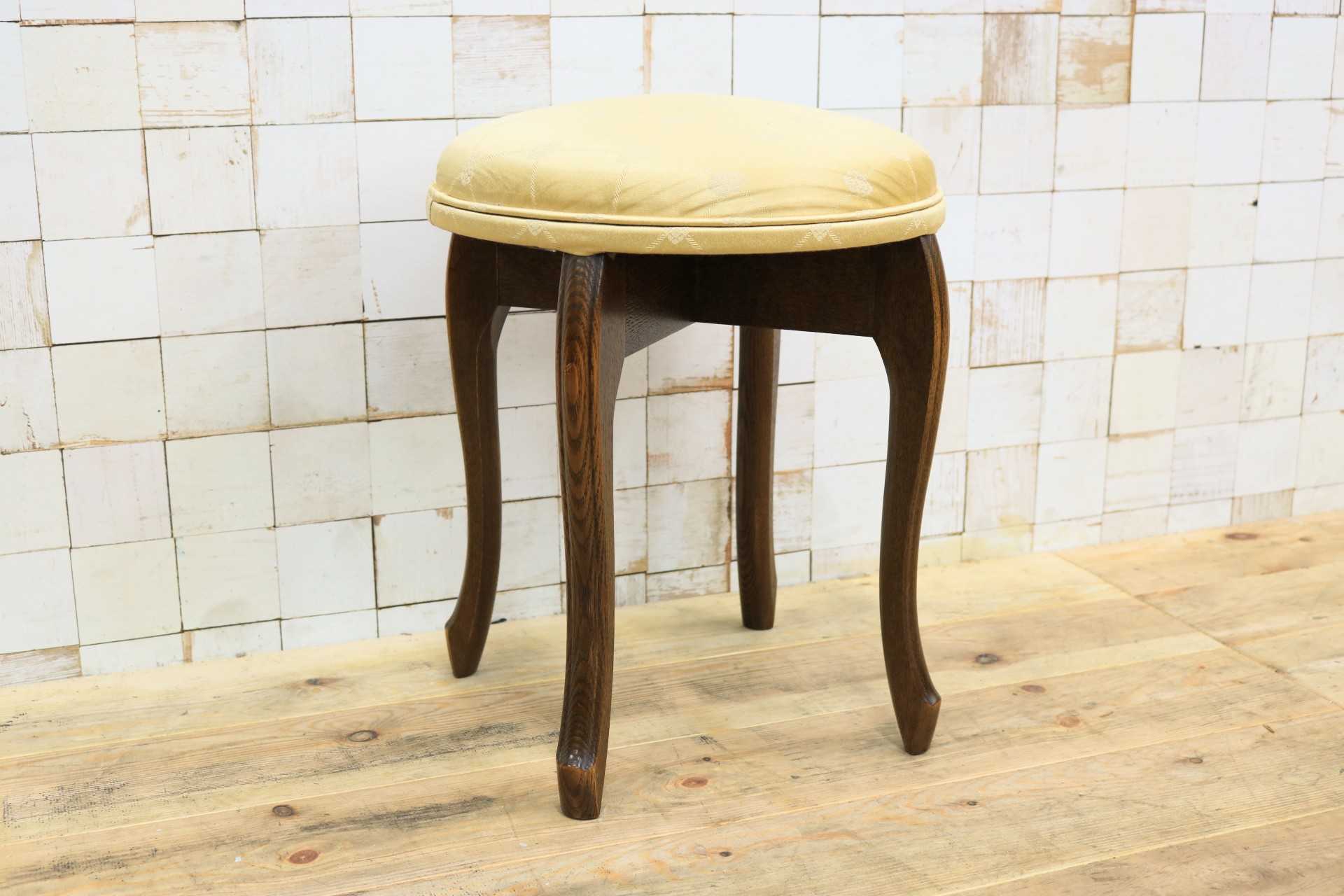 GMIS298A○松永工房 Continue カンティーニュ スツール 丸椅子 猫脚 アンティーク ヴィンテージ クラシカル ファブリック 定価約5万