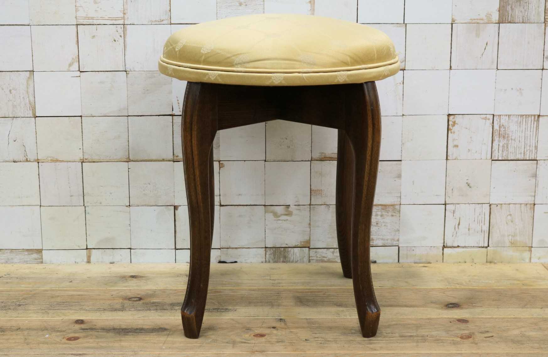 GMIS298A○松永工房 Continue カンティーニュ スツール 丸椅子 猫脚 アンティーク ヴィンテージ クラシカル ファブリック 定価約5万