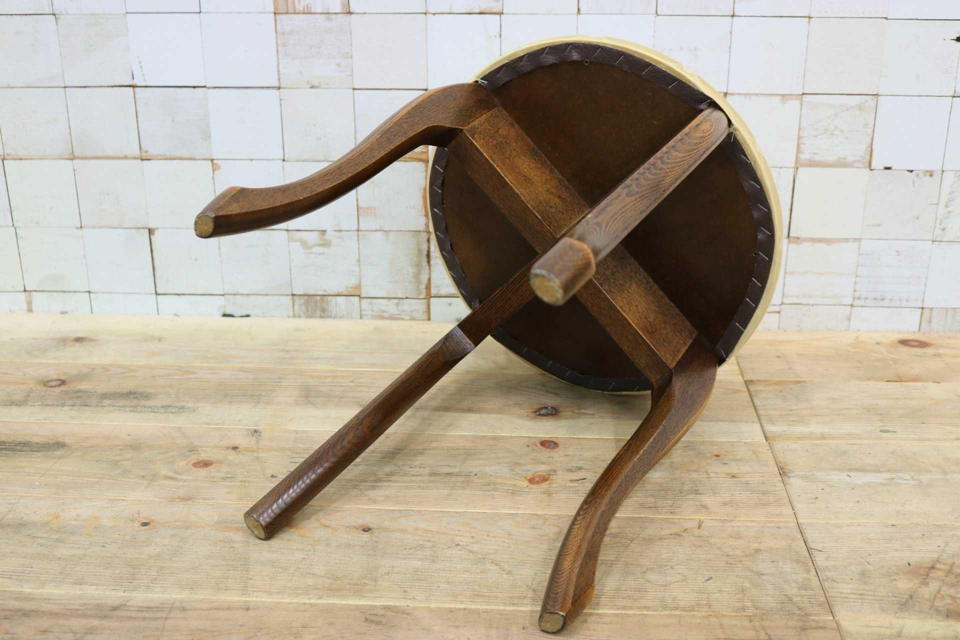 GMIS298A○松永工房 Continue カンティーニュ スツール 丸椅子 猫脚 アンティーク ヴィンテージ クラシカル ファブリック 定価約5万