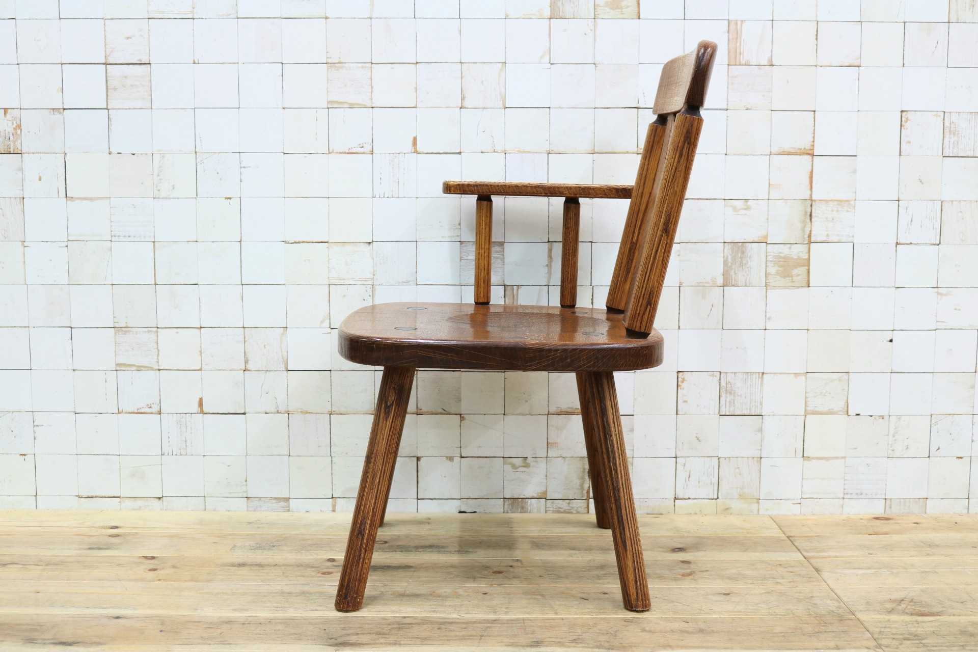 GMIO253A◯矢澤金太郎 逸品 ダイニングチェア アームチェア 椅子 無垢材 作家 工房 家具 カントリー