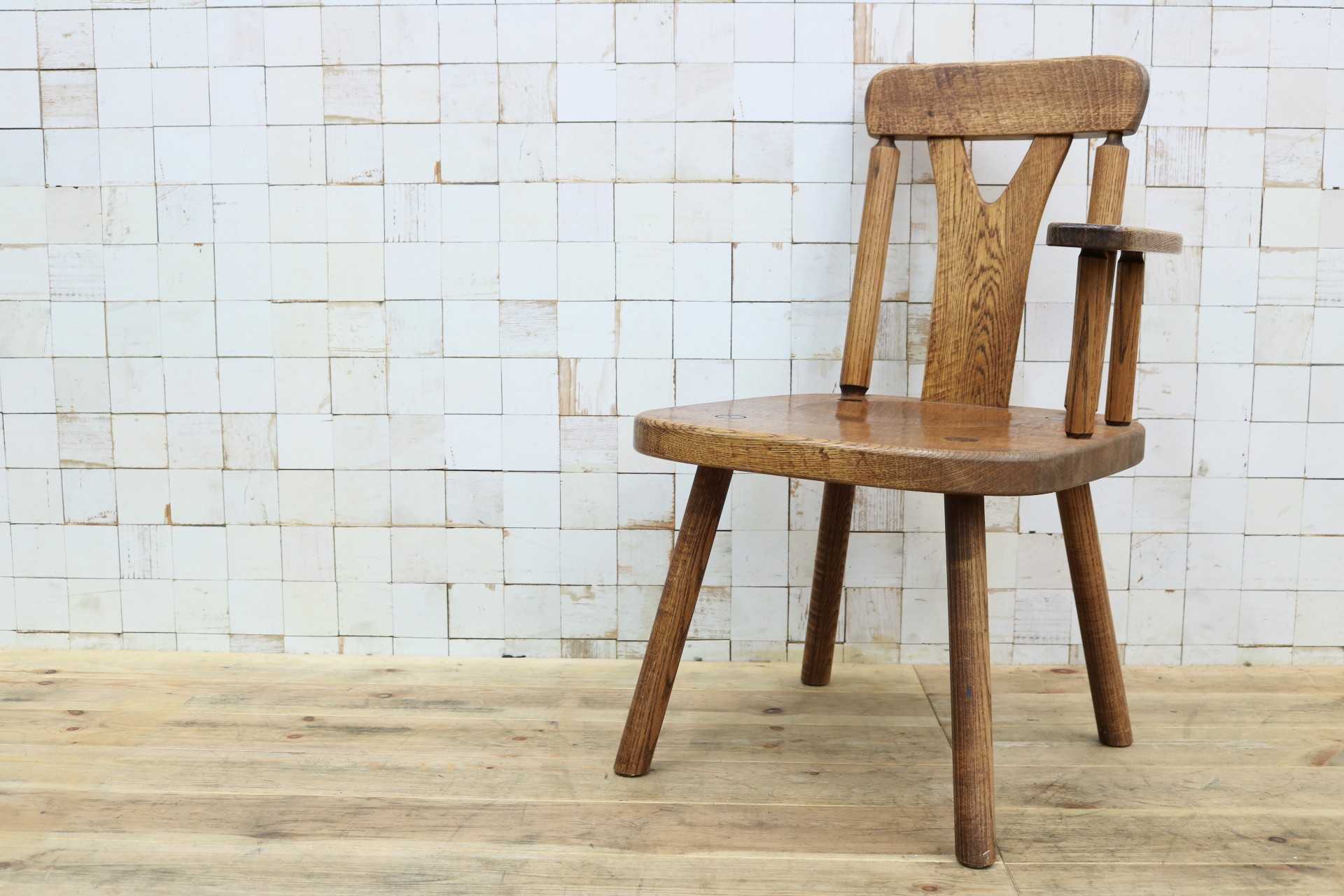 GMIO253B◯矢澤金太郎 逸品 ダイニングチェア アームチェア 椅子 無垢材 作家 工房 家具 カントリー