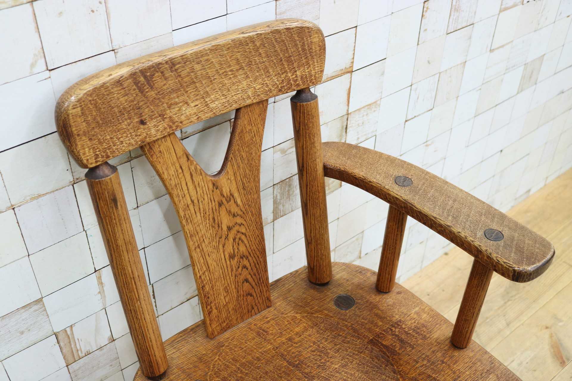 GMIO253B◯矢澤金太郎 逸品 ダイニングチェア アームチェア 椅子 無垢材 作家 工房 家具 カントリー