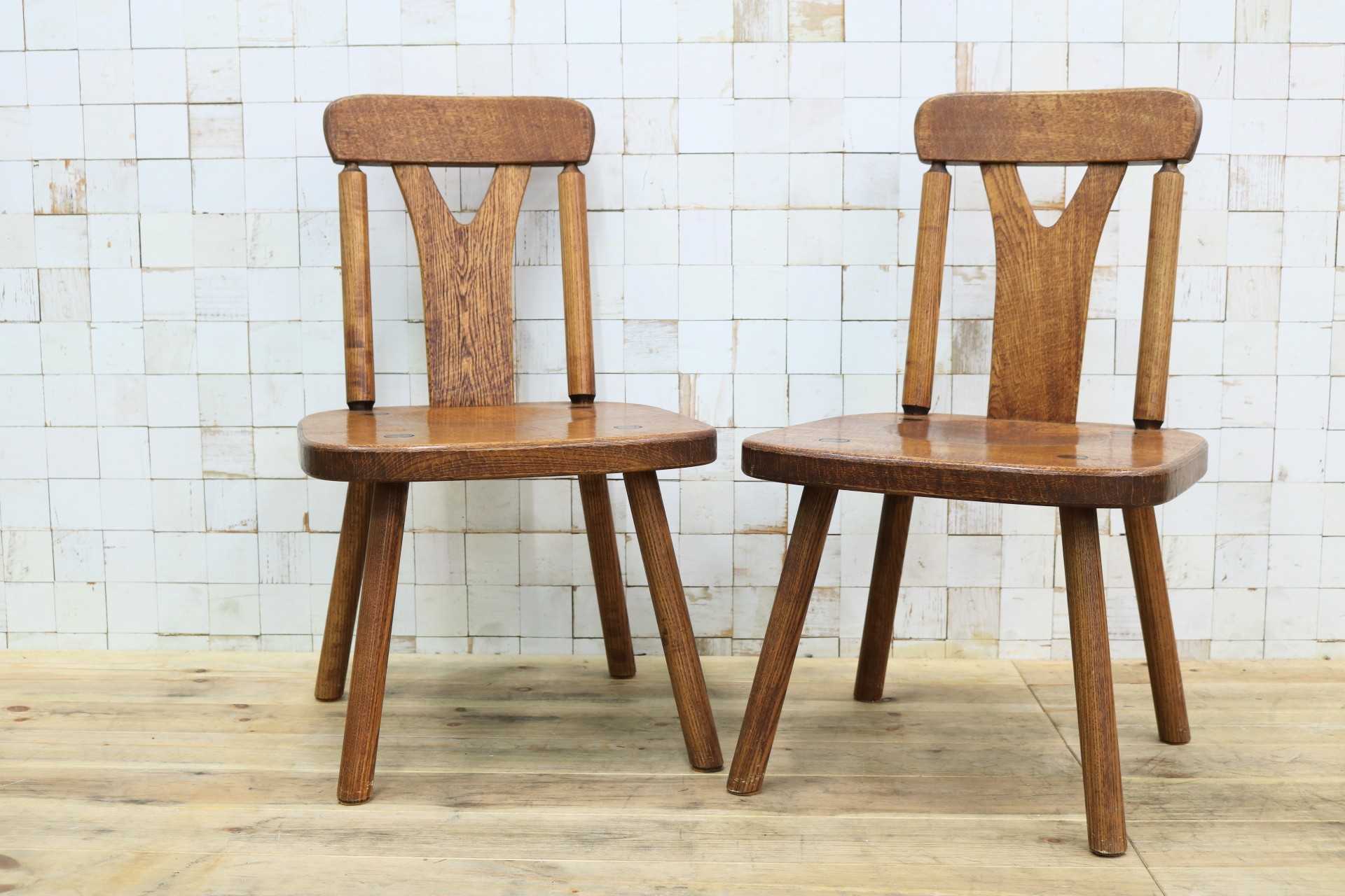 GMIO253C◯矢澤金太郎 逸品 ダイニングチェア 2脚 アームレスチェア 椅子 無垢材 作家 工房 家具 カントリー