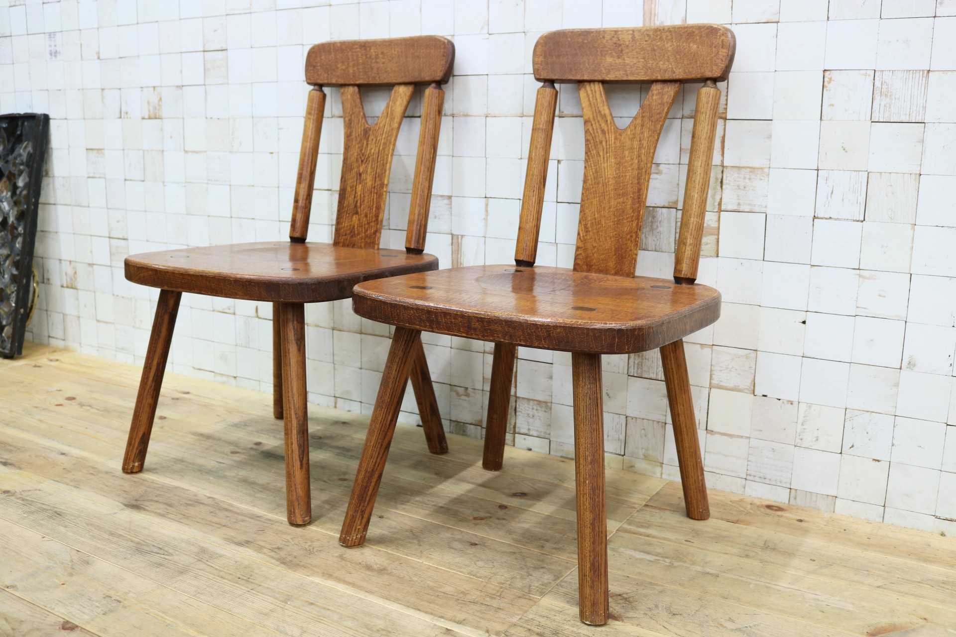 GMIO253C◯矢澤金太郎 逸品 ダイニングチェア 2脚 アームレスチェア 椅子 無垢材 作家 工房 家具 カントリー