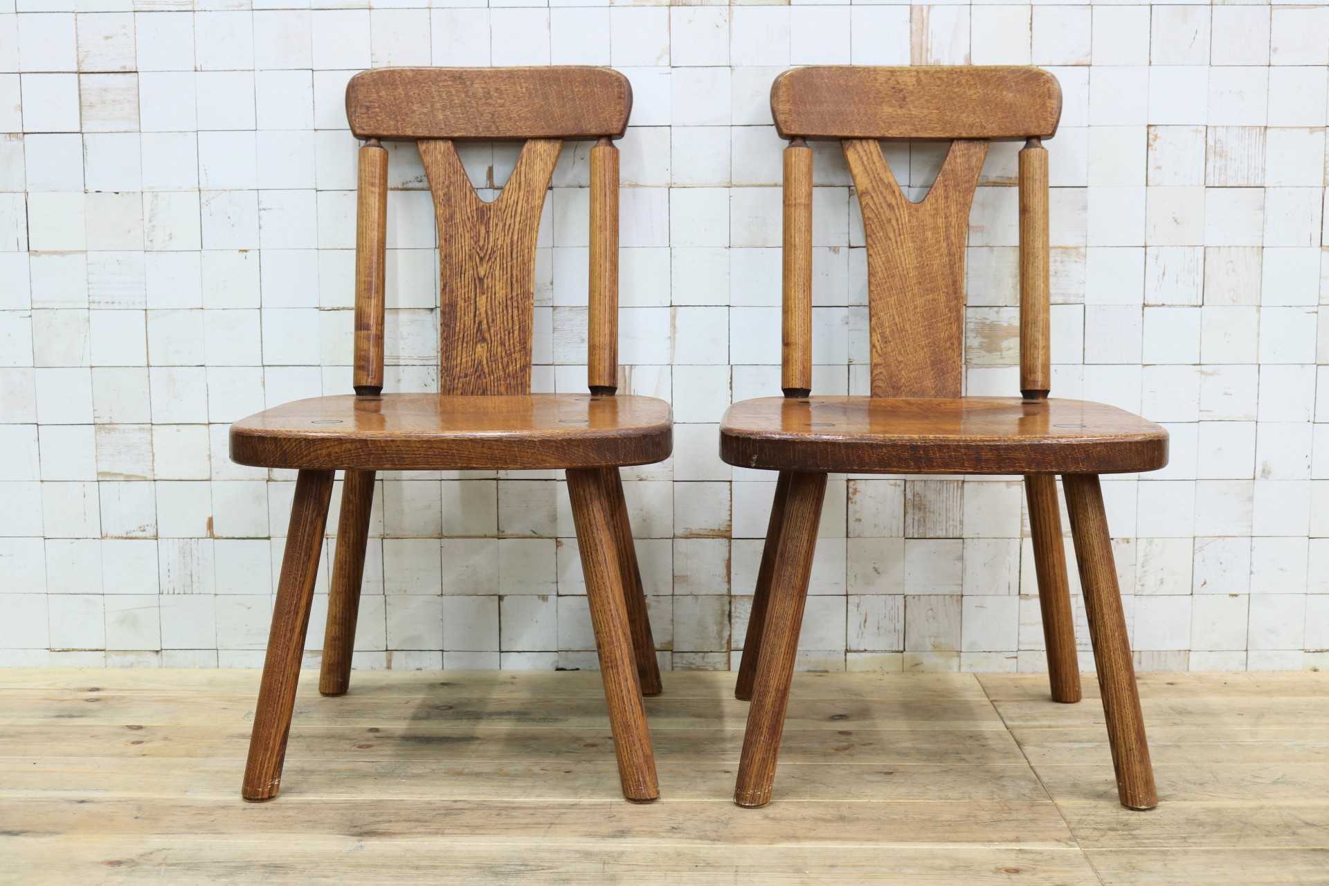 GMIO253C◯矢澤金太郎 逸品 ダイニングチェア 2脚 アームレスチェア 椅子 無垢材 作家 工房 家具 カントリー