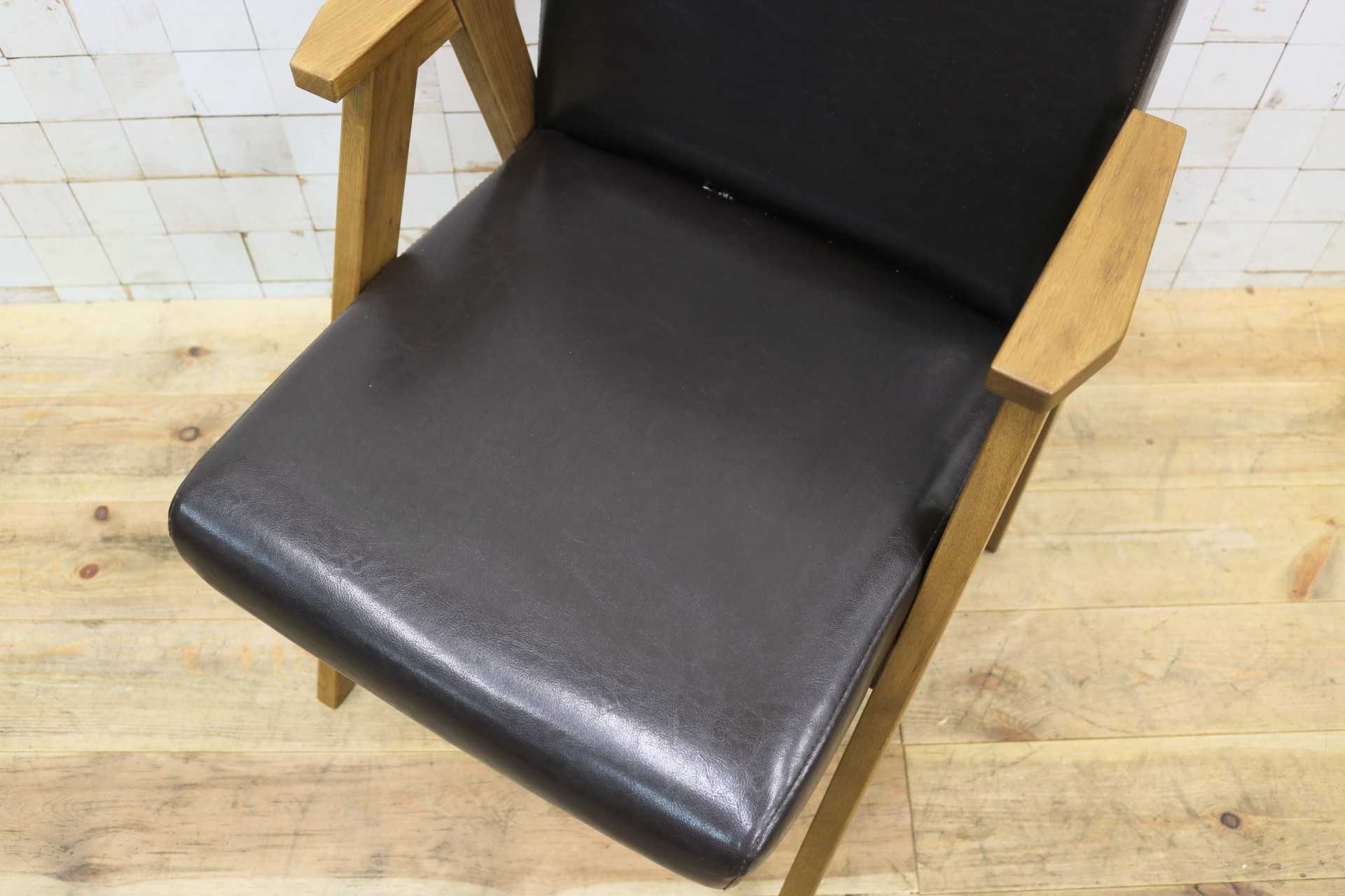 GMIK602◯unico / ウニコ デール DALE ダイニングチェア 食卓椅子 アームチェア ダークブラウン レザー 北欧スタイル 約3.1万 未使用B品