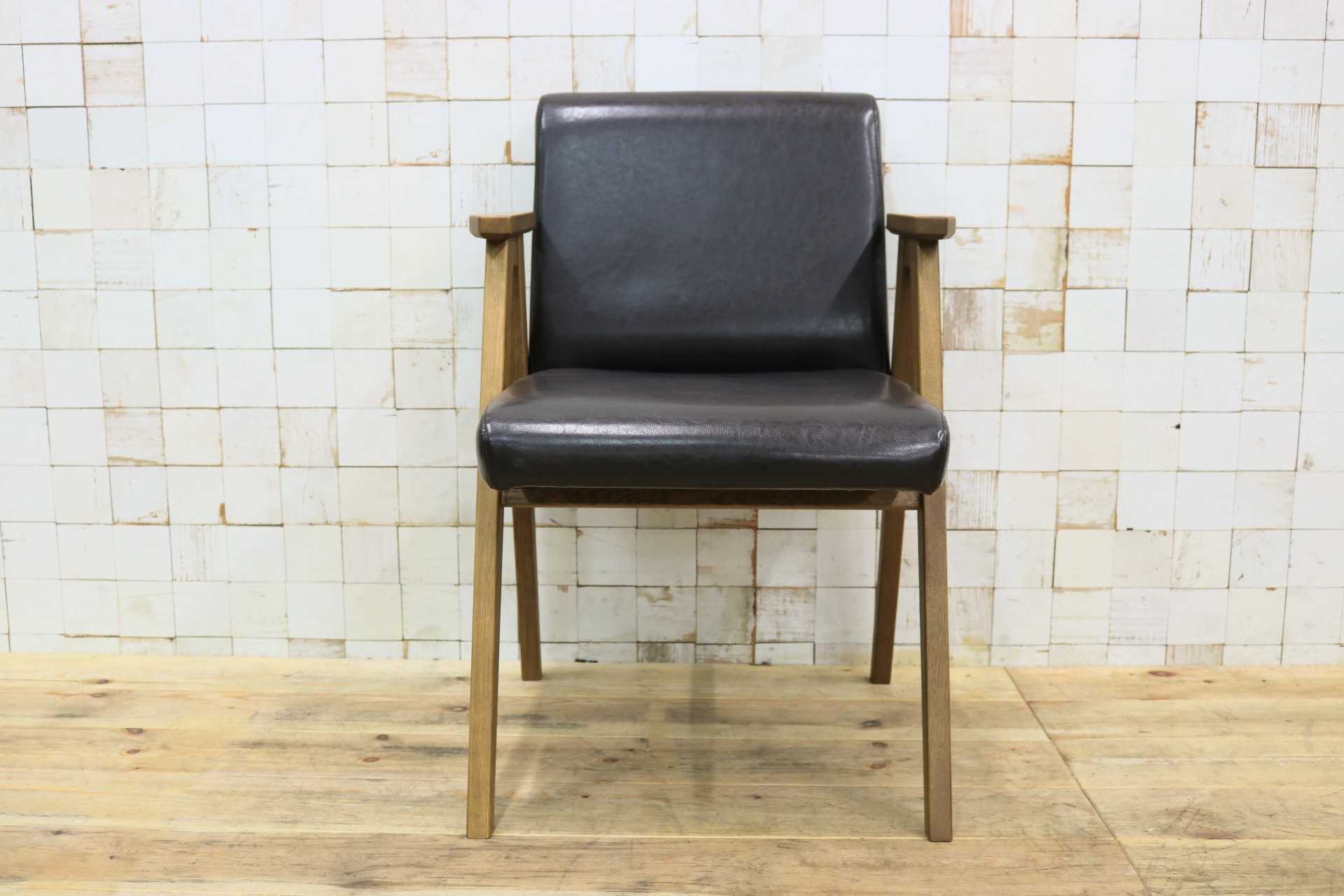 GMIK602◯unico / ウニコ デール DALE ダイニングチェア 食卓椅子 アームチェア ダークブラウン レザー 北欧スタイル 約3.1万 未使用B品