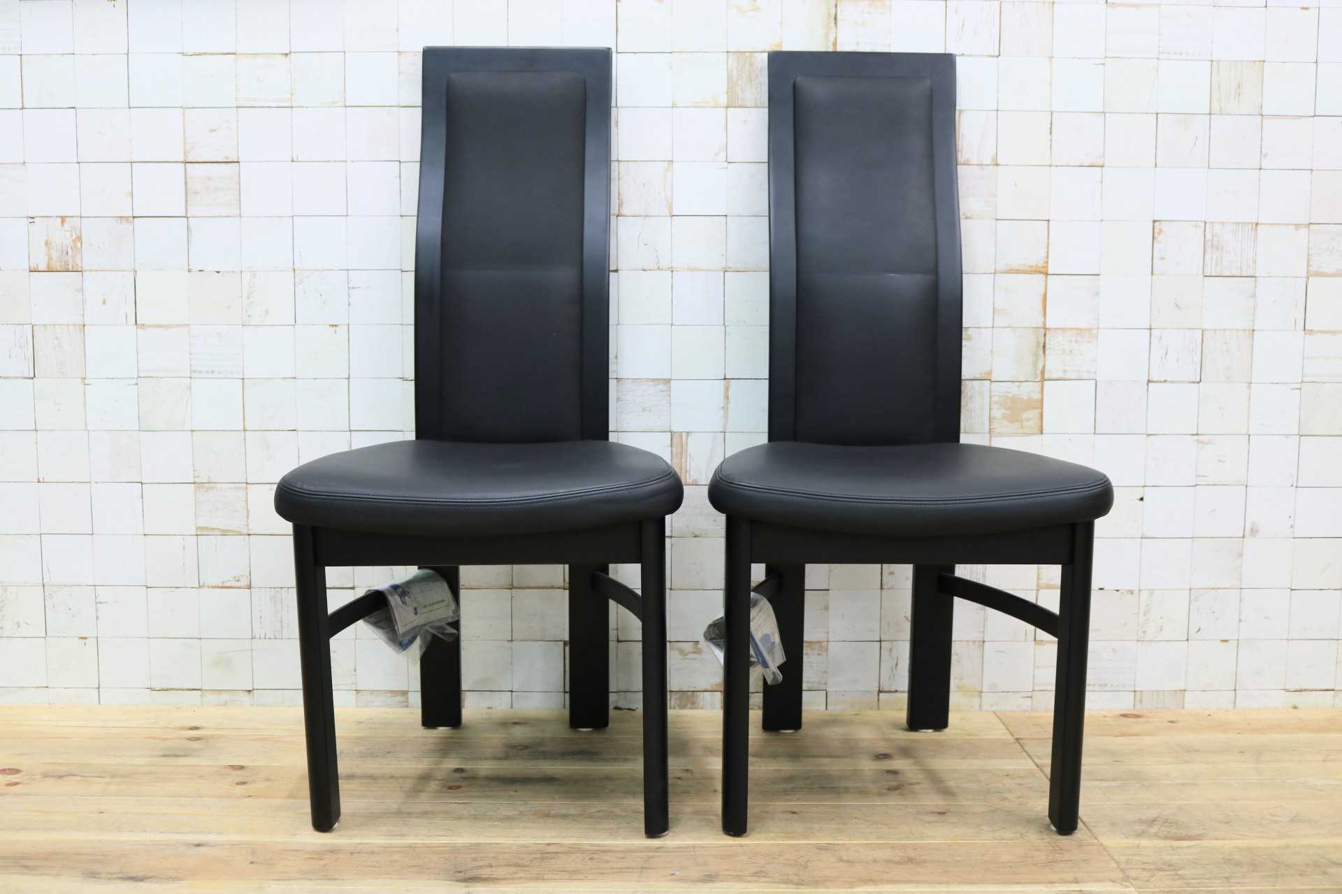 GMIK661B◯karimoku / カリモク CE35 ダイニングチェア 2脚セット ハイバックチェア 本革 スタイリッシュ モダン シンプル 国産家具 展示品