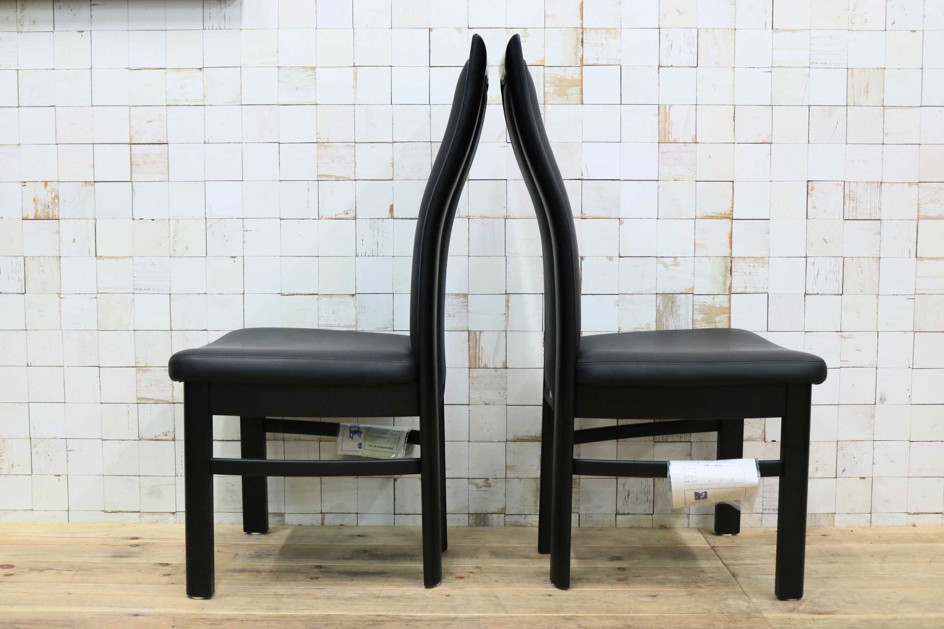 GMIK661B◯karimoku / カリモク CE35 ダイニングチェア 2脚セット ハイバックチェア 本革 スタイリッシュ モダン シンプル 国産家具 展示品