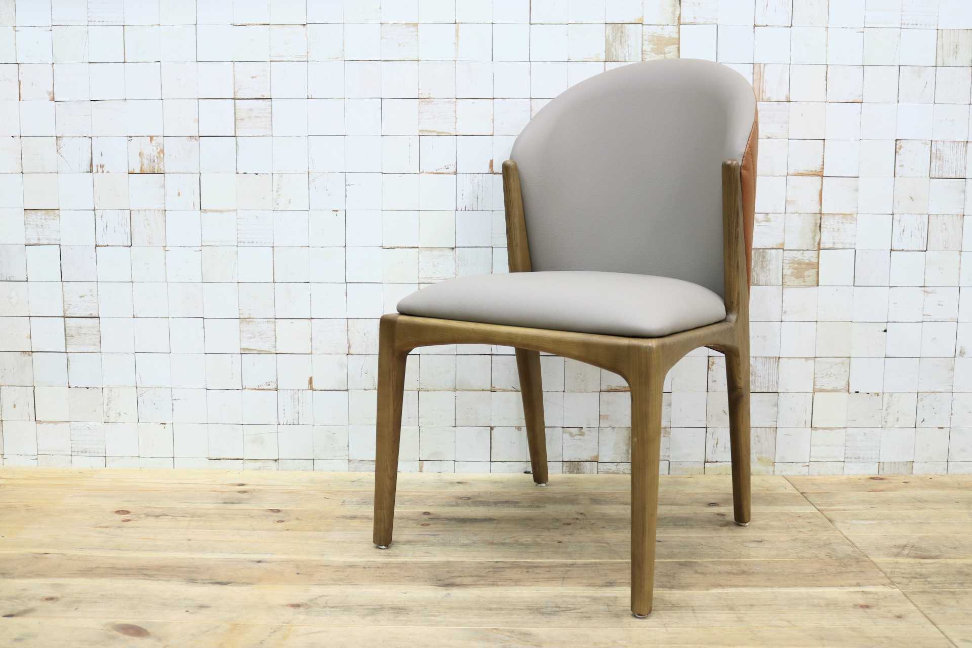 GMIK664B◯ダイニングチェア 食卓椅子 椅子 アームレスチェア レザー グレー シンプル モダン 展示品