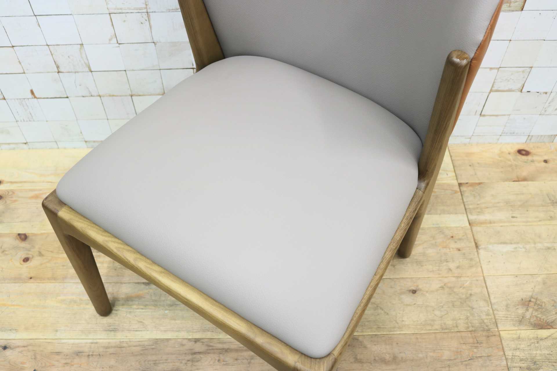 GMIK664B◯ダイニングチェア 食卓椅子 椅子 アームレスチェア レザー グレー シンプル モダン 展示品