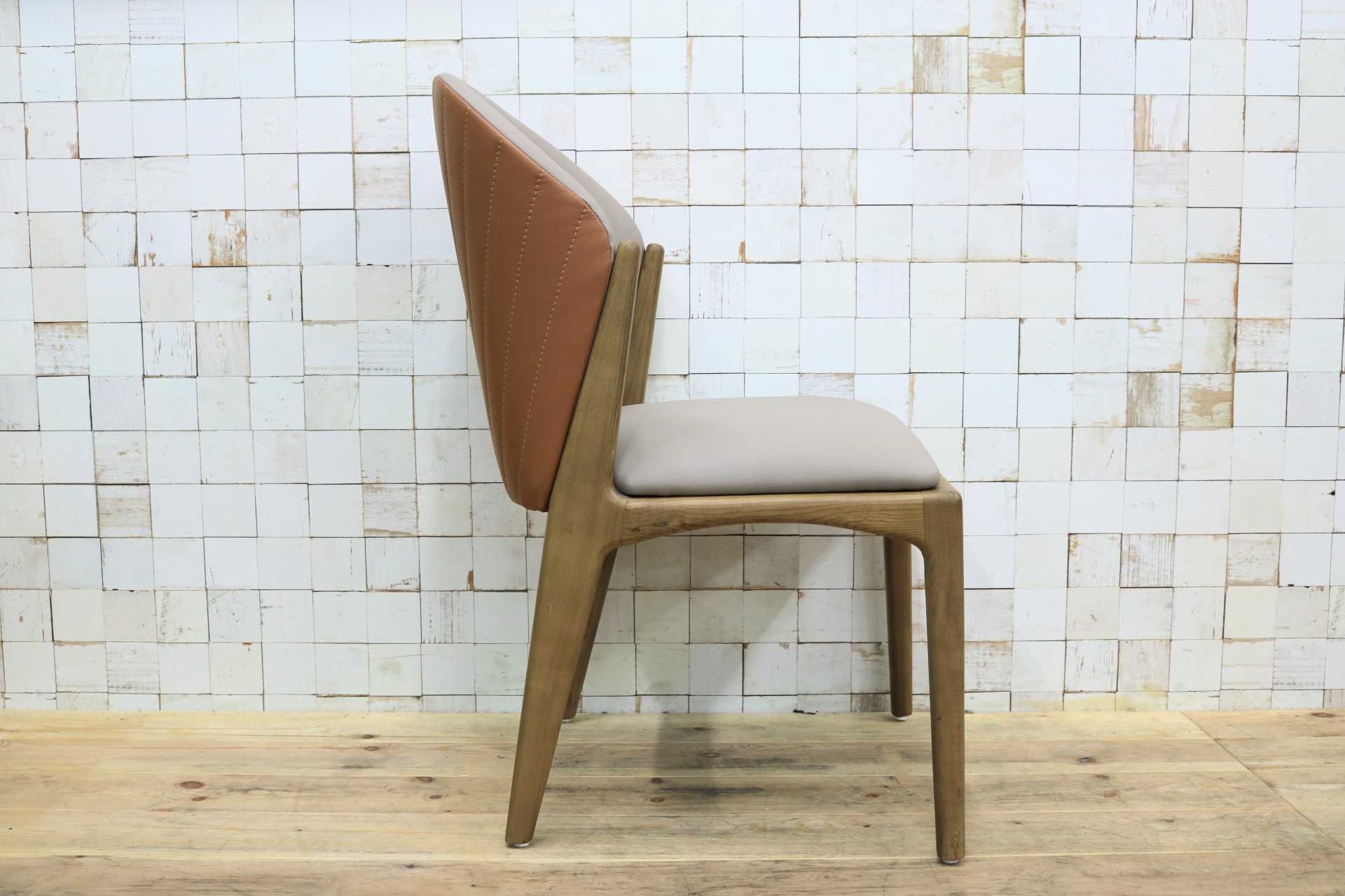 GMIK664B◯ダイニングチェア 食卓椅子 椅子 アームレスチェア レザー グレー シンプル モダン 展示品