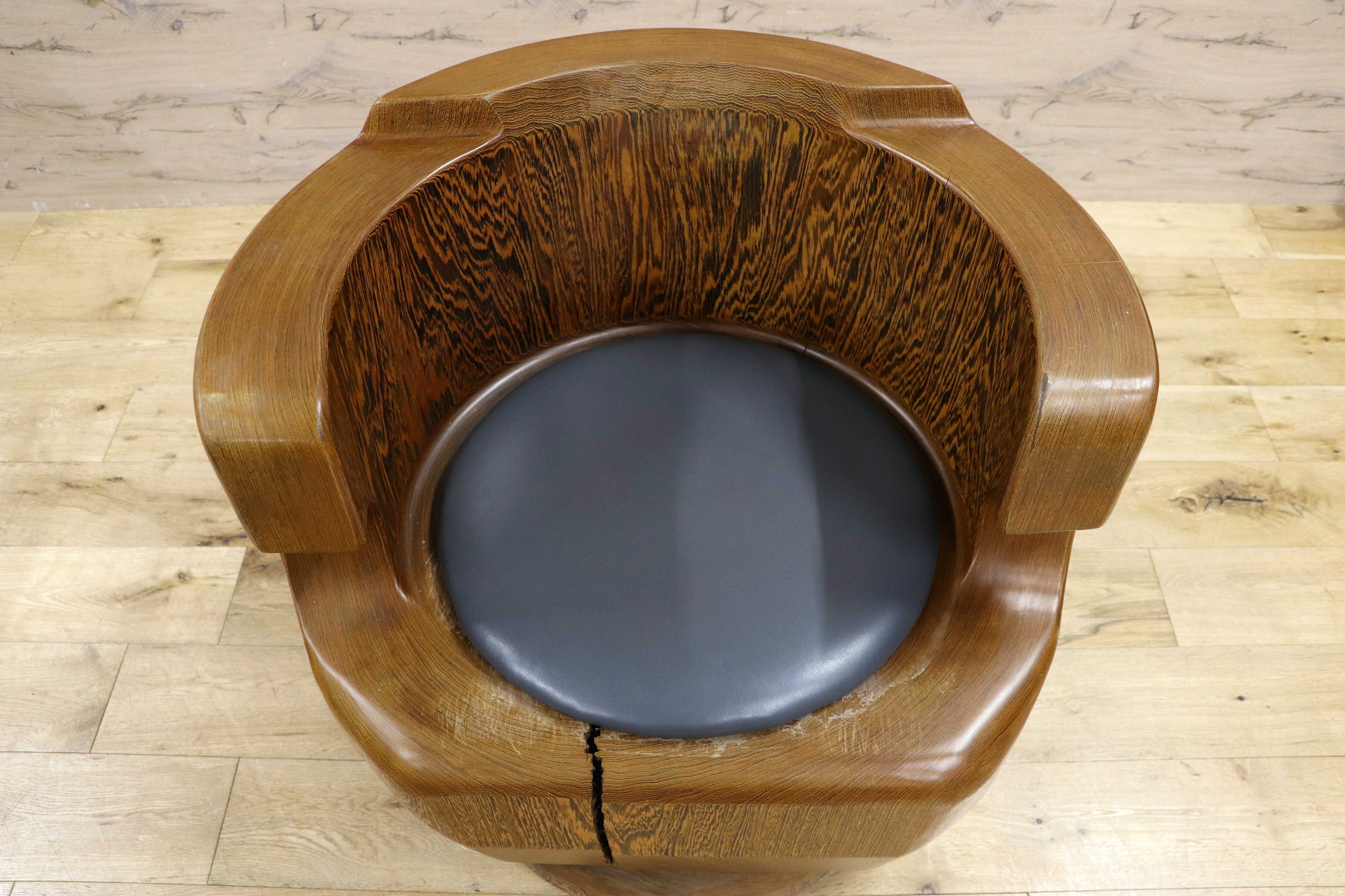 GMIH275C○鉄刀木 夕ガヤサン 大臣椅子 回転椅子 無垢材 応接 ラウンジ 和室 座敷 アンティーク