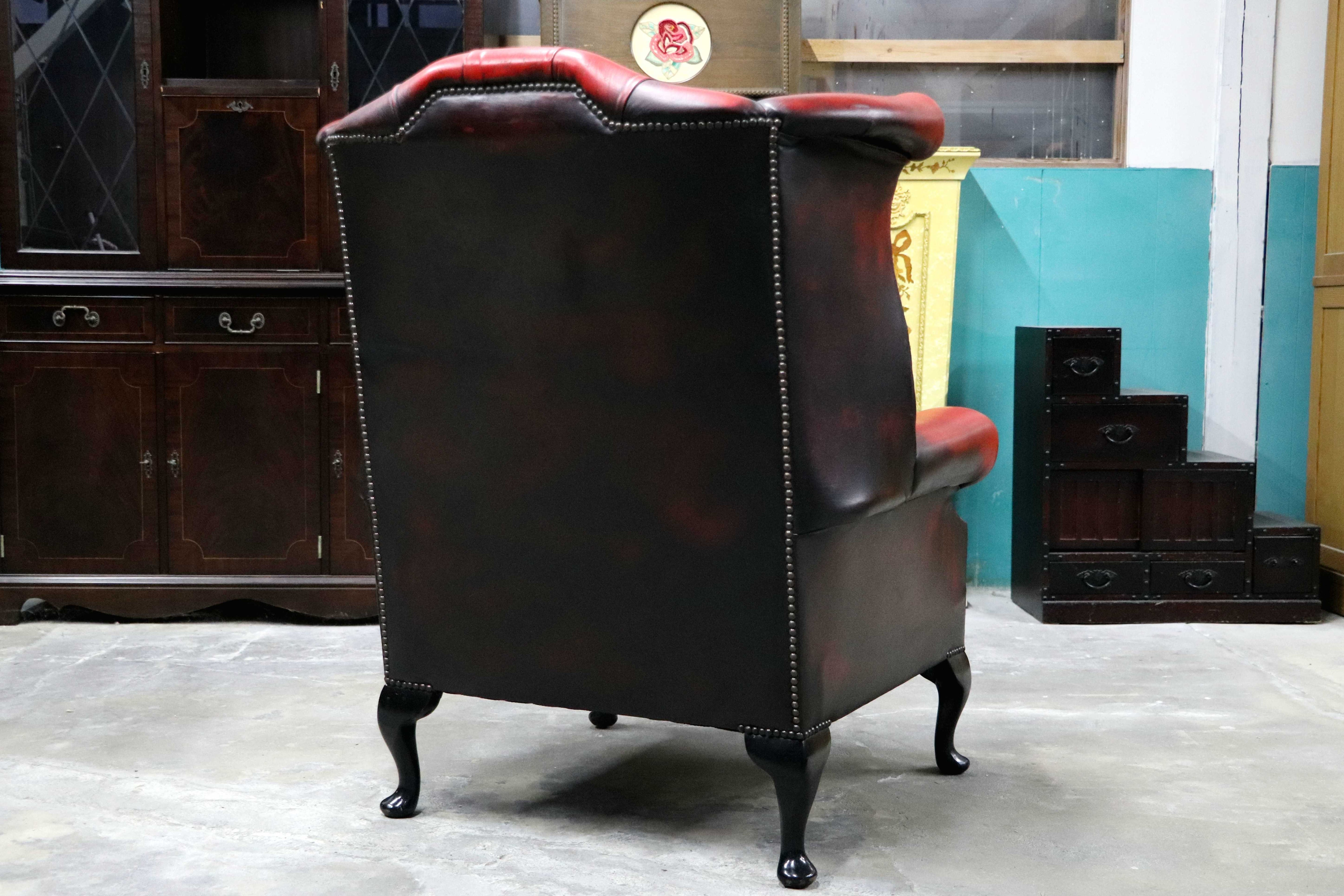 GMIO290A○チェスターフィールド ウィングバックチェア 1人掛けソファ シングルソファ 本革 英国 クラシック ヨーロピアン ヴィンテージ