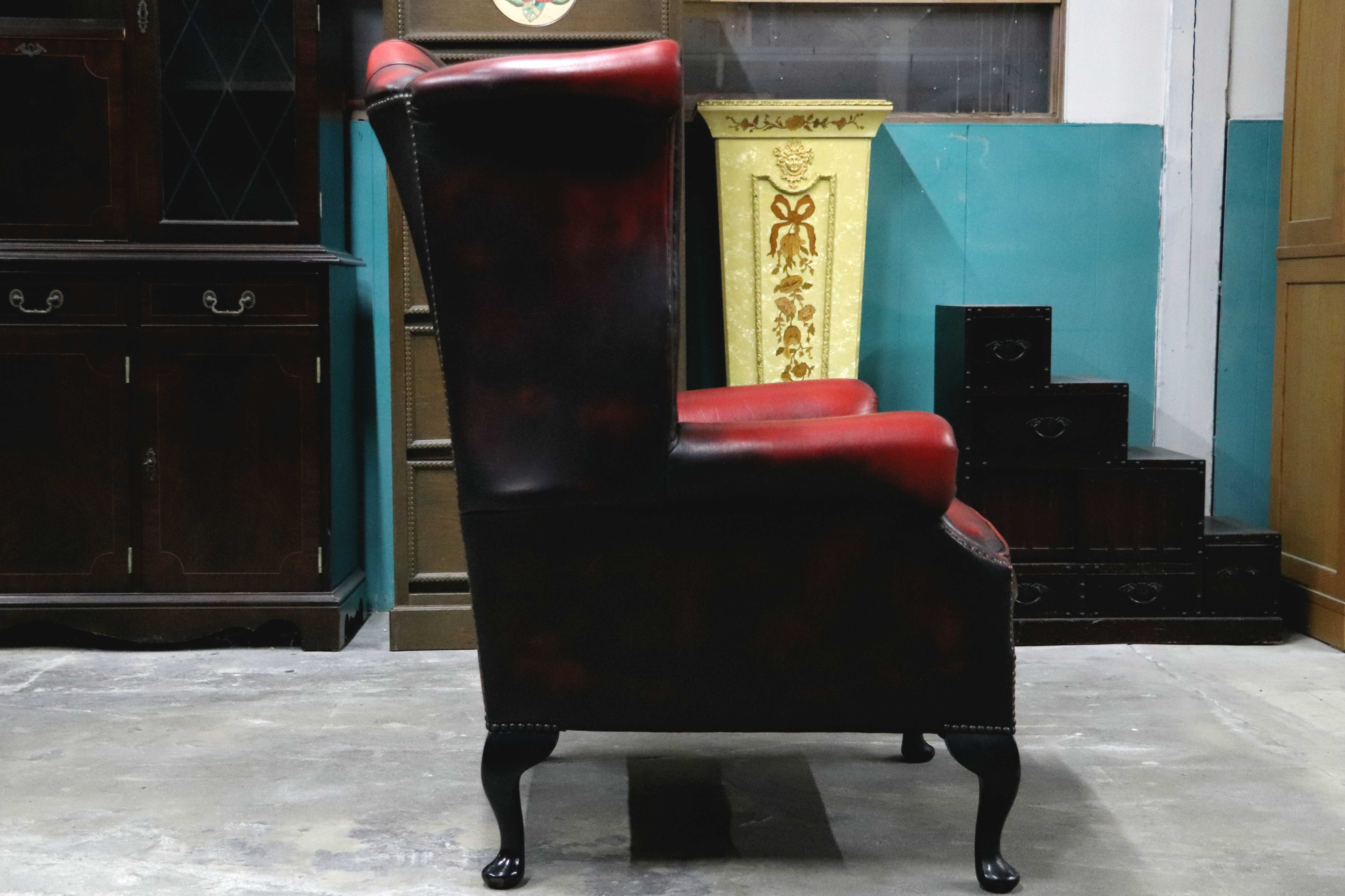 GMIO290A○チェスターフィールド ウィングバックチェア 1人掛けソファ シングルソファ 本革 英国 クラシック ヨーロピアン ヴィンテージ