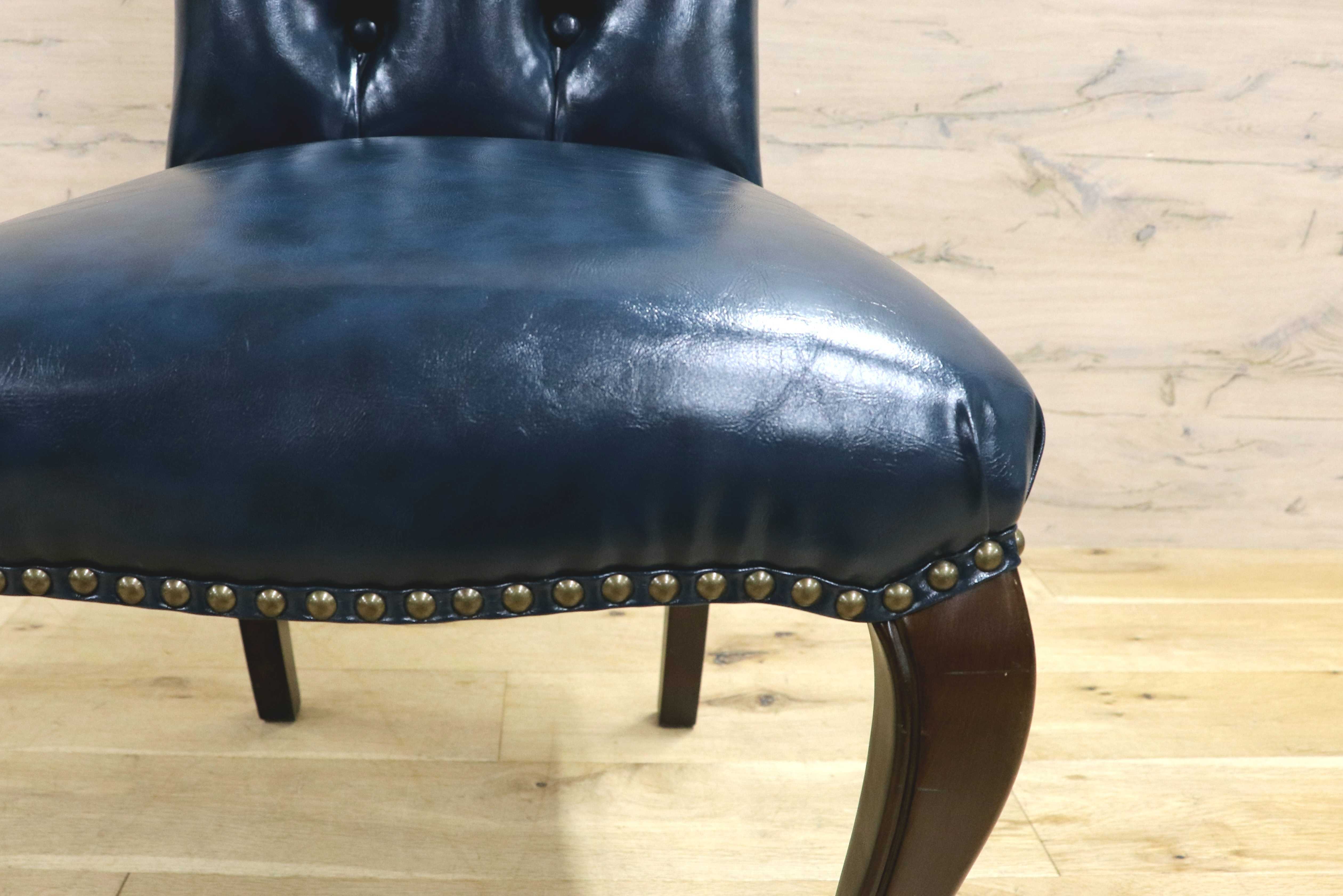 GMIK687B○VINCENT / ヴィンセント ダイニングチェア 食卓椅子 ハイバック 英国調 合皮 ヨーロピアン クラシック ブルー 定価約3.5万