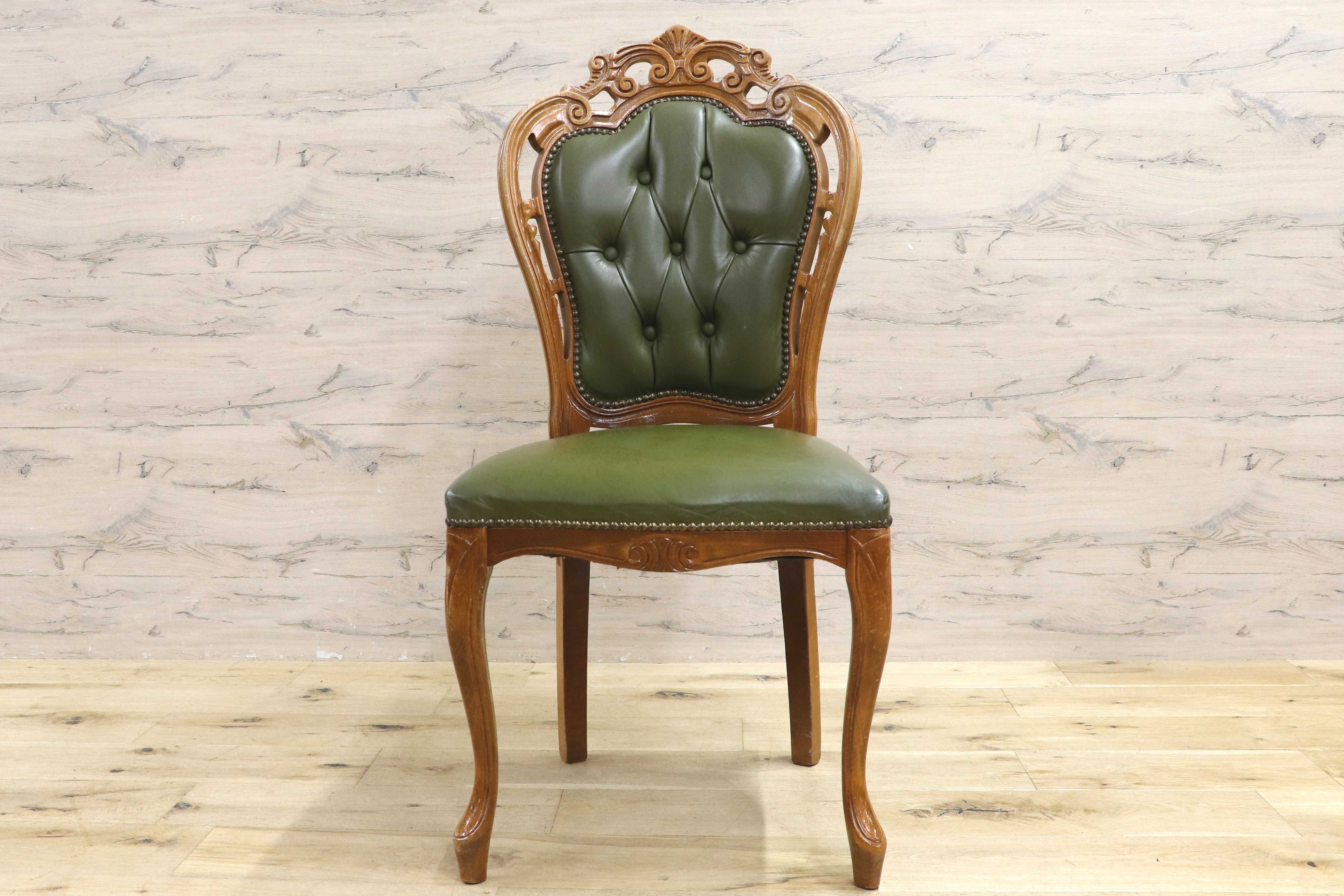 GMIH328A○イタリア ヴィンテージ ヨーロピアン ヴェローナクラシック ダイニングチェア 革張り 猫脚 ヨーロッパ家具 アンティーク