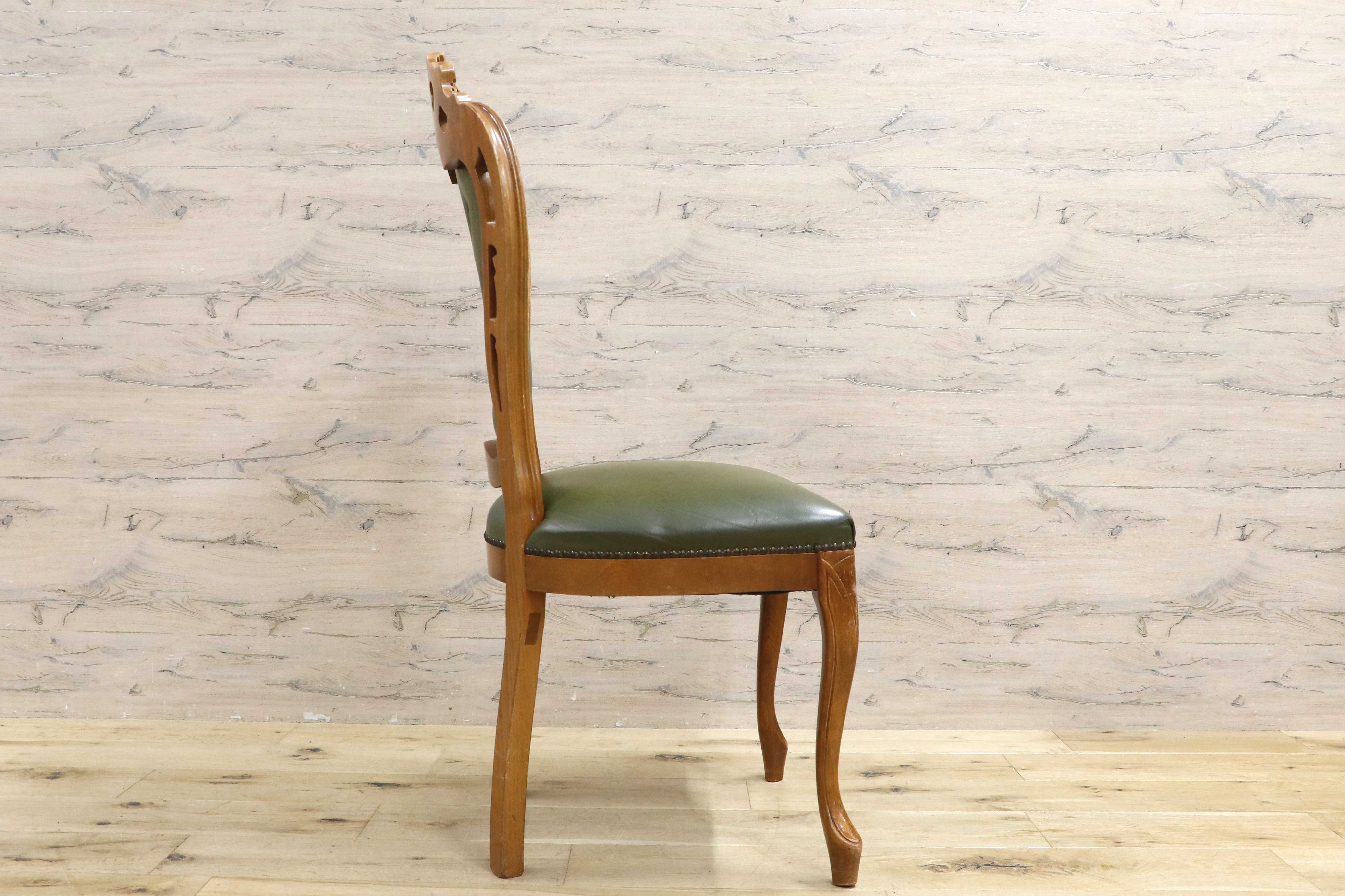 GMIH328A○イタリア ヴィンテージ ヨーロピアン ヴェローナクラシック ダイニングチェア 革張り 猫脚 ヨーロッパ家具 アンティーク