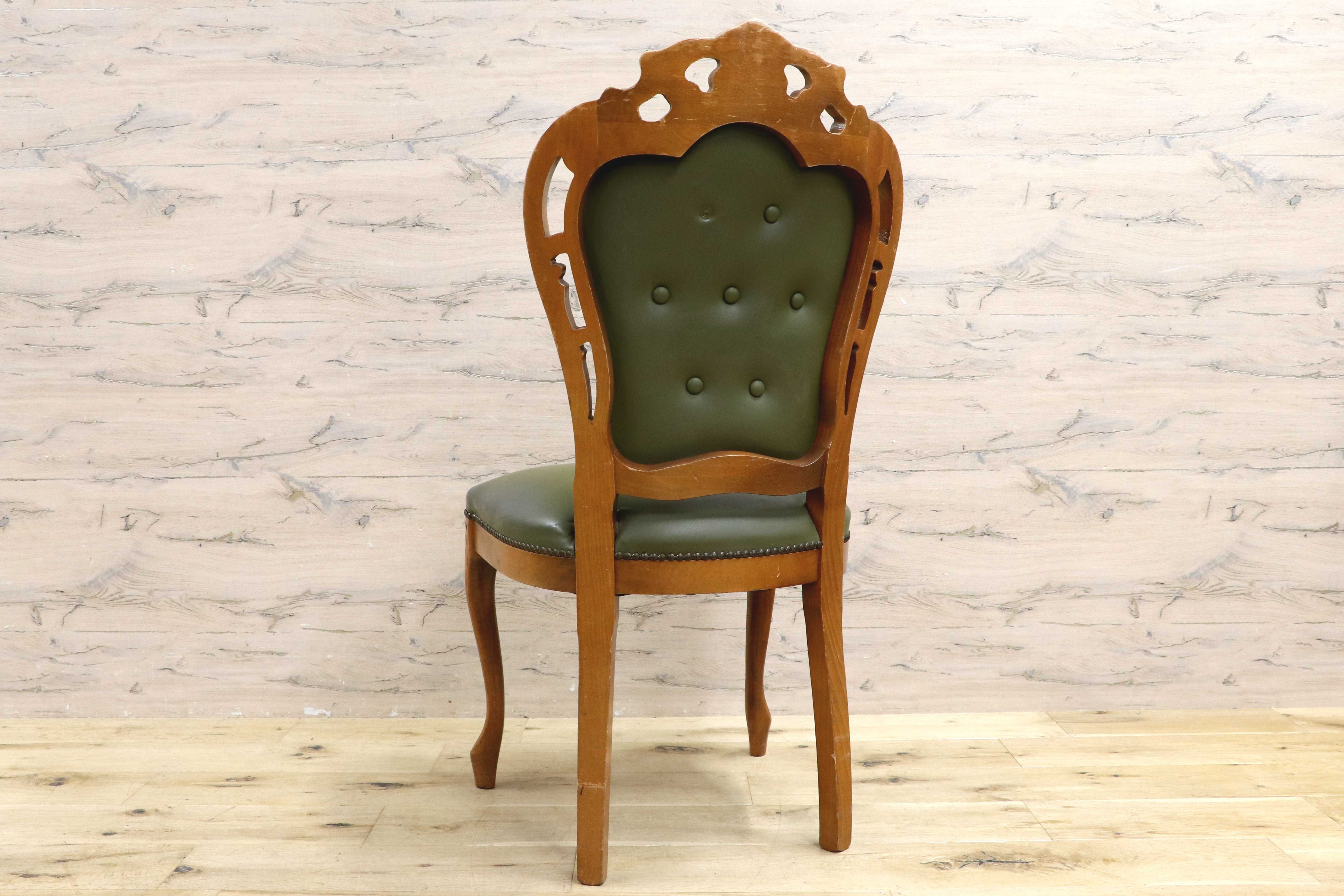 GMIH328A○イタリア ヴィンテージ ヨーロピアン ヴェローナクラシック ダイニングチェア 革張り 猫脚 ヨーロッパ家具 アンティーク