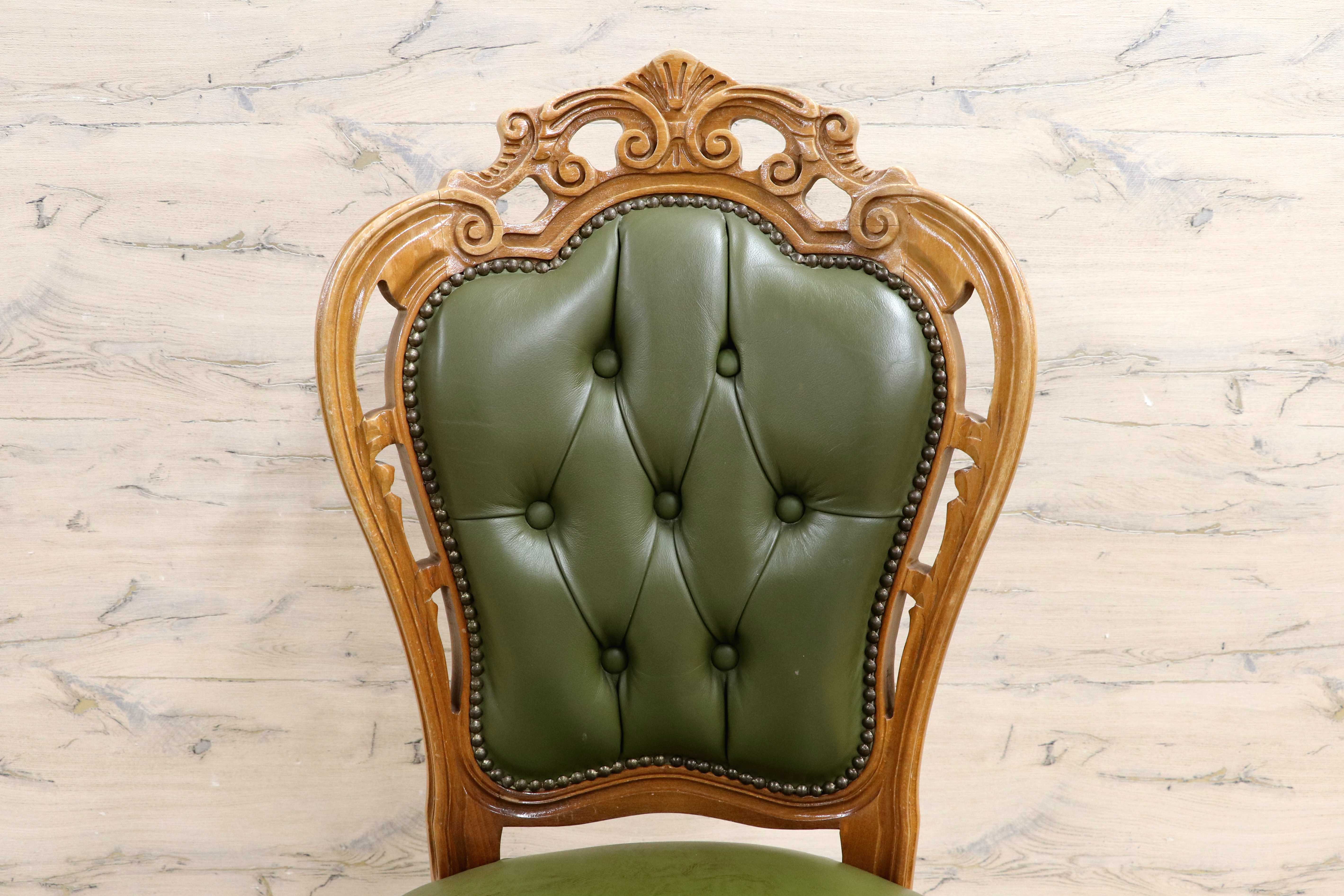 GMIH328A○イタリア ヴィンテージ ヨーロピアン ヴェローナクラシック ダイニングチェア 革張り 猫脚 ヨーロッパ家具 アンティーク