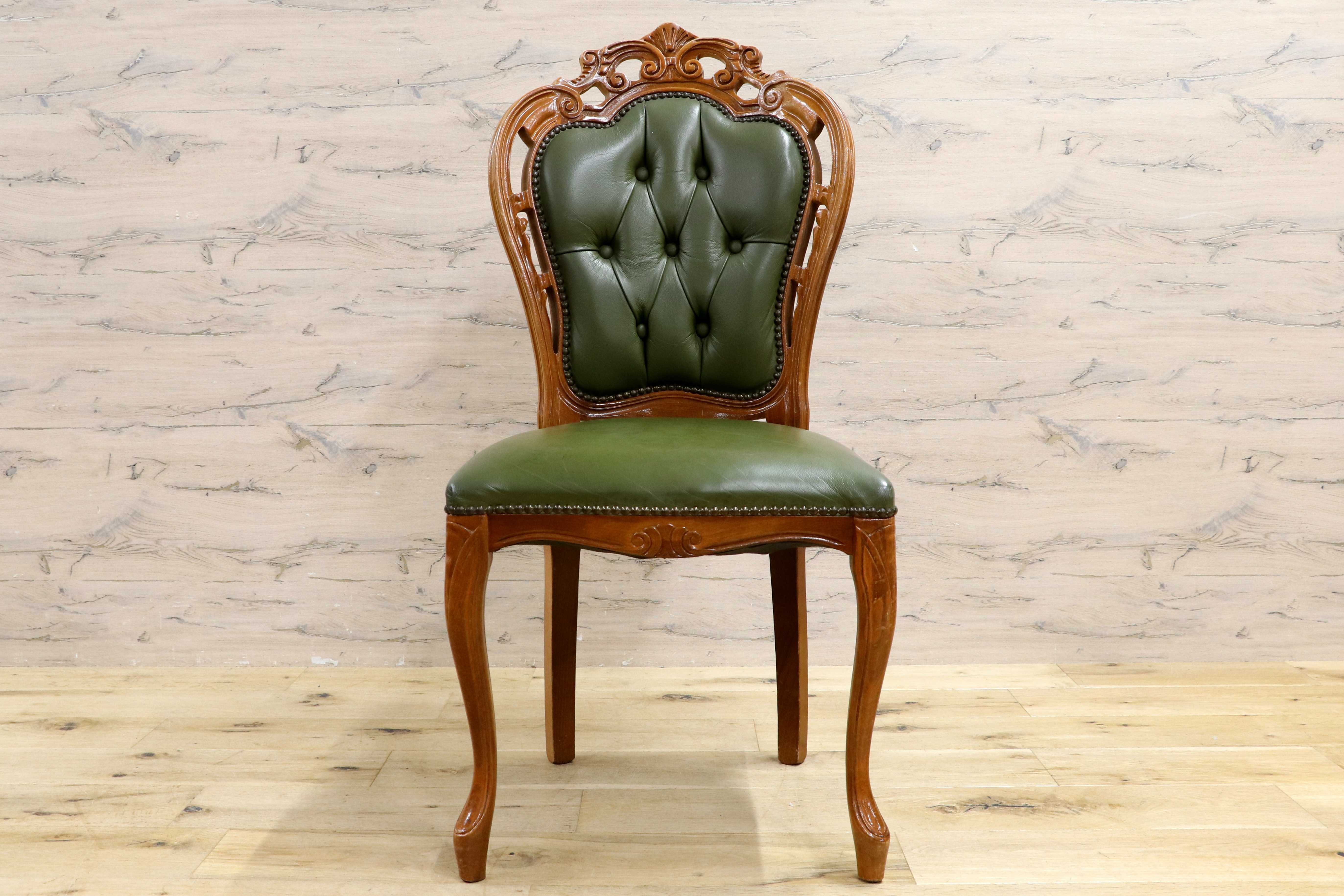 GMIH328B○イタリア ヴィンテージ ヨーロピアン ヴェローナクラシック ダイニングチェア 革張り 猫脚 ヨーロッパ家具 アンティーク