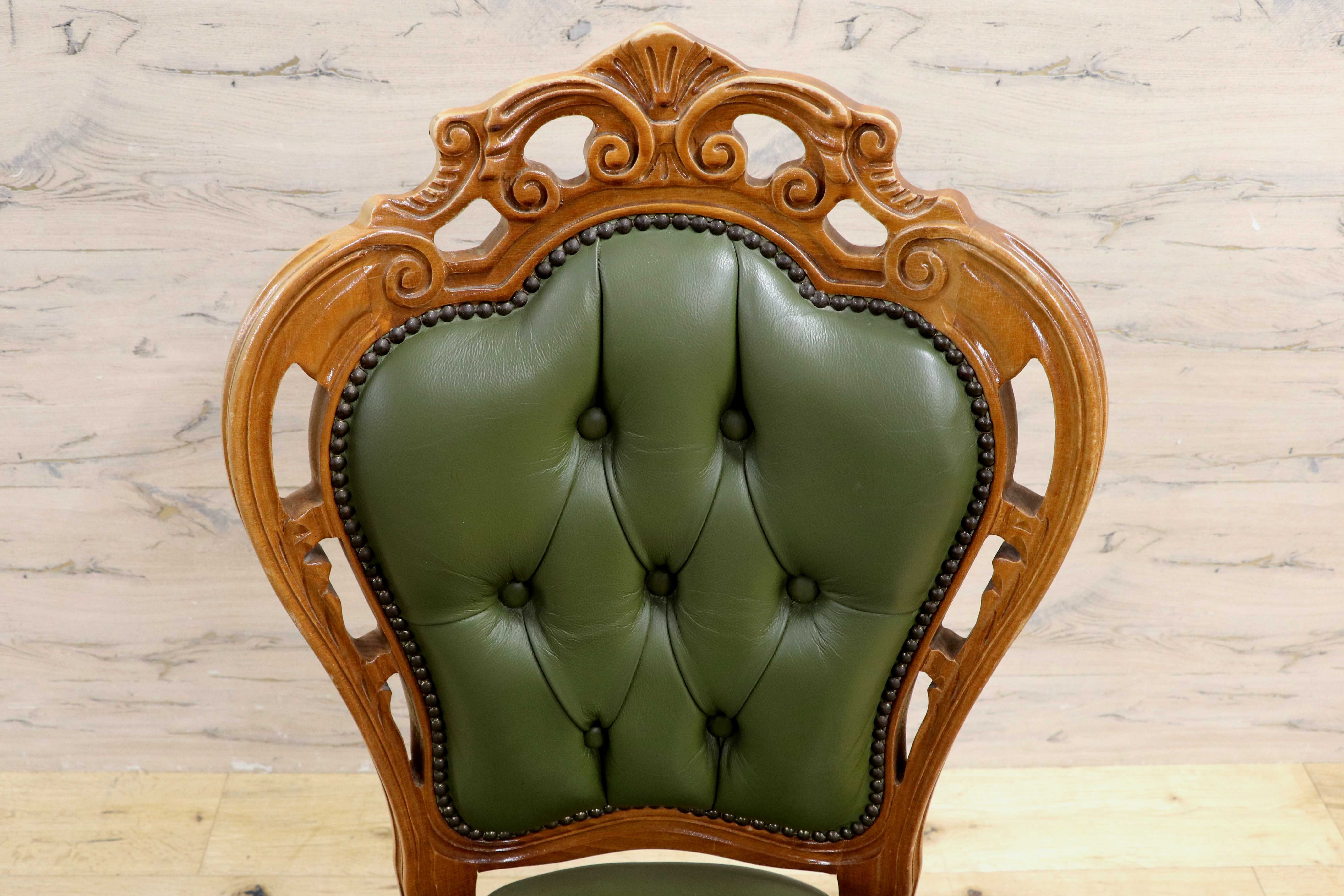 GMIH328B○イタリア ヴィンテージ ヨーロピアン ヴェローナクラシック ダイニングチェア 革張り 猫脚 ヨーロッパ家具 アンティーク