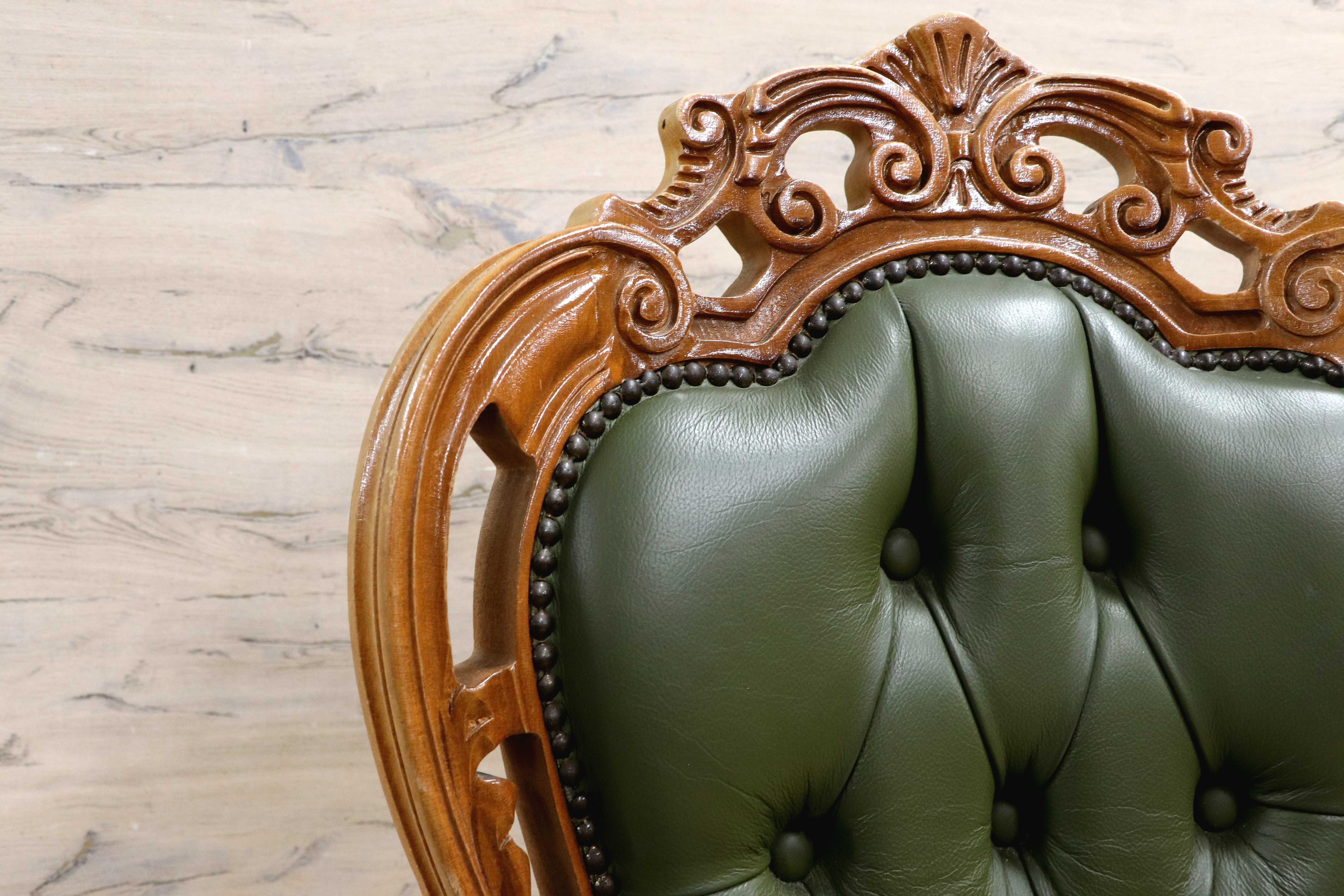 GMIH328B○イタリア ヴィンテージ ヨーロピアン ヴェローナクラシック ダイニングチェア 革張り 猫脚 ヨーロッパ家具 アンティーク