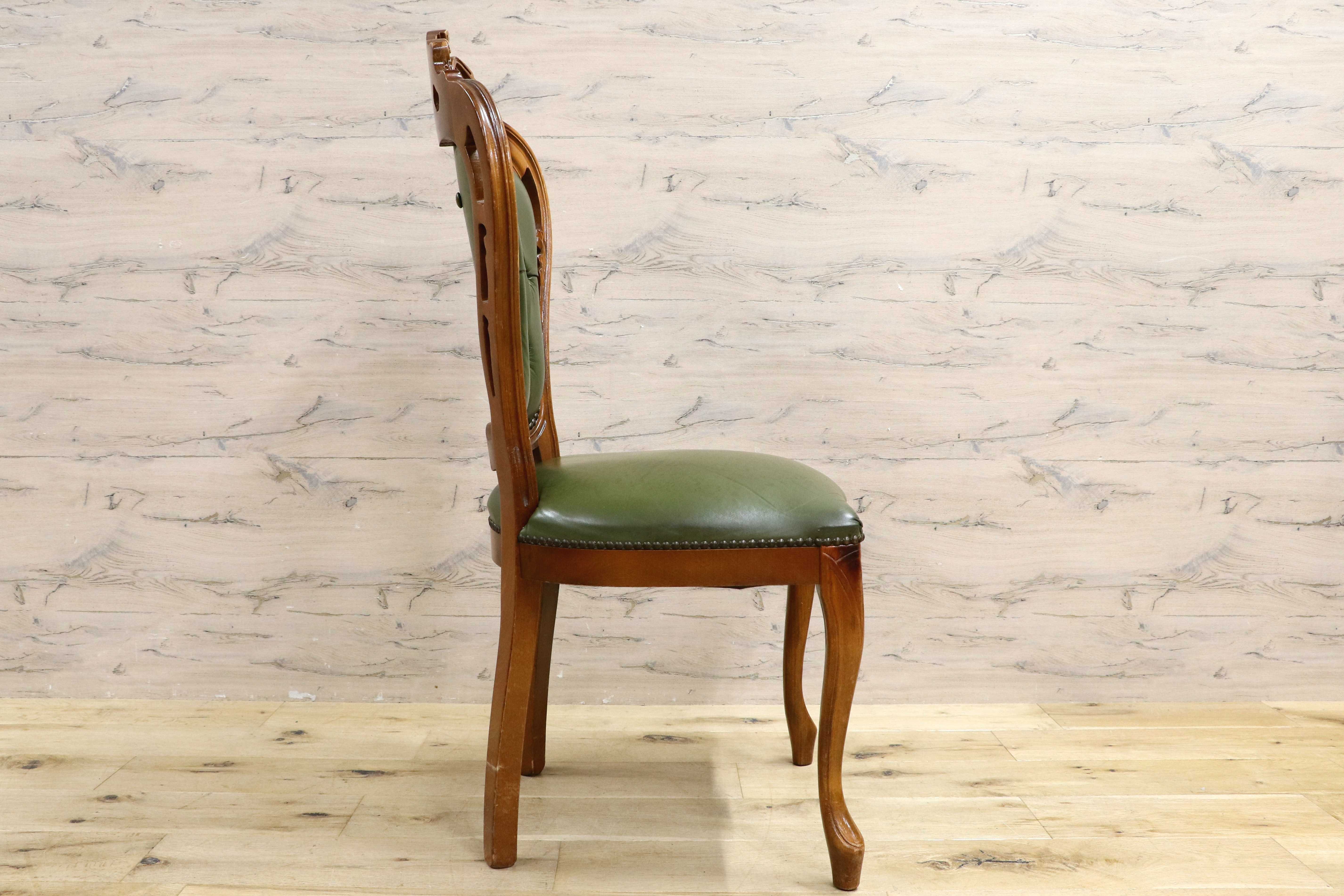 GMIH328C○イタリア ヴィンテージ ヨーロピアン ヴェローナクラシック ダイニングチェア 革張り 猫脚 ヨーロッパ家具 アンティーク