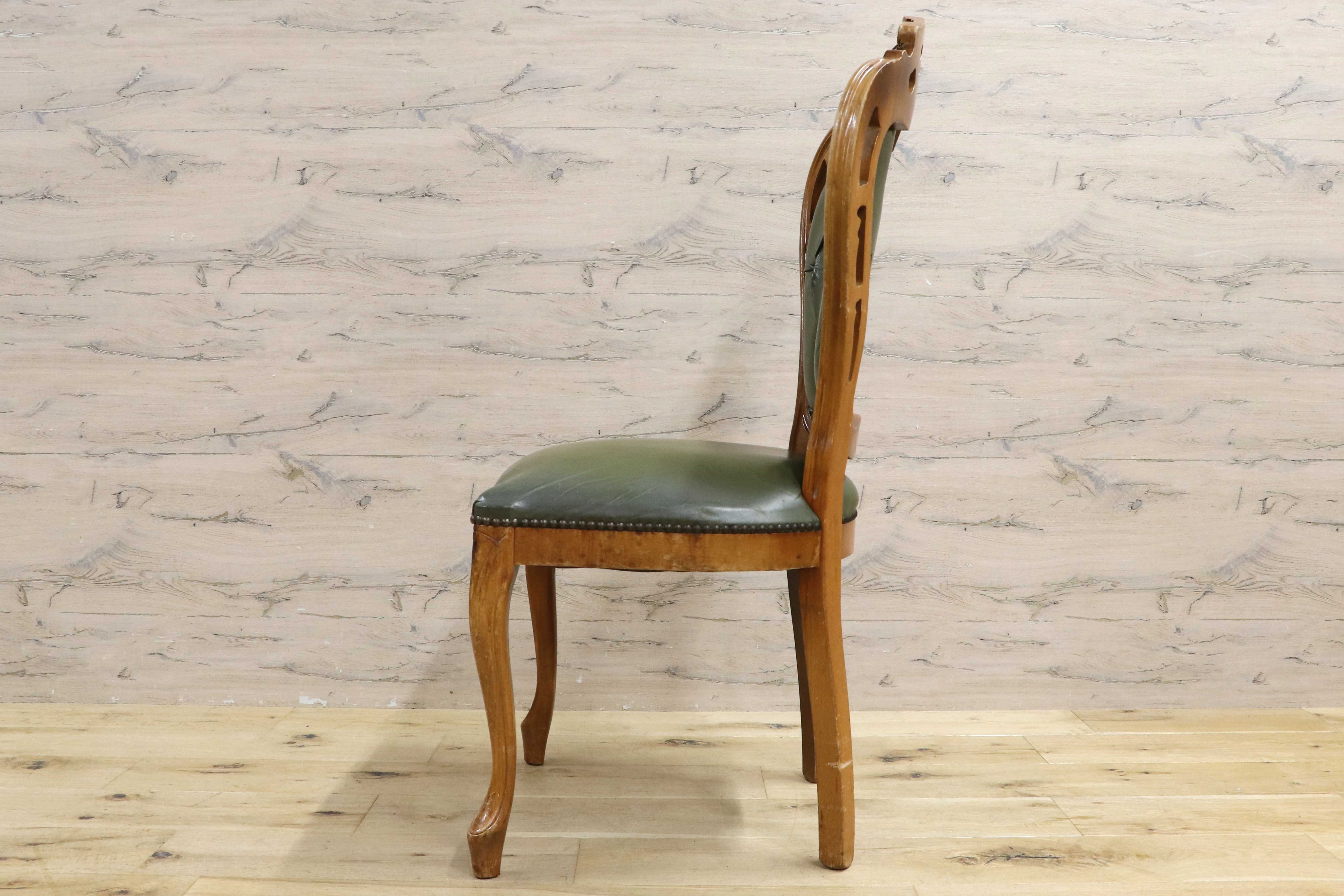 GMIH328C○イタリア ヴィンテージ ヨーロピアン ヴェローナクラシック ダイニングチェア 革張り 猫脚 ヨーロッパ家具 アンティーク