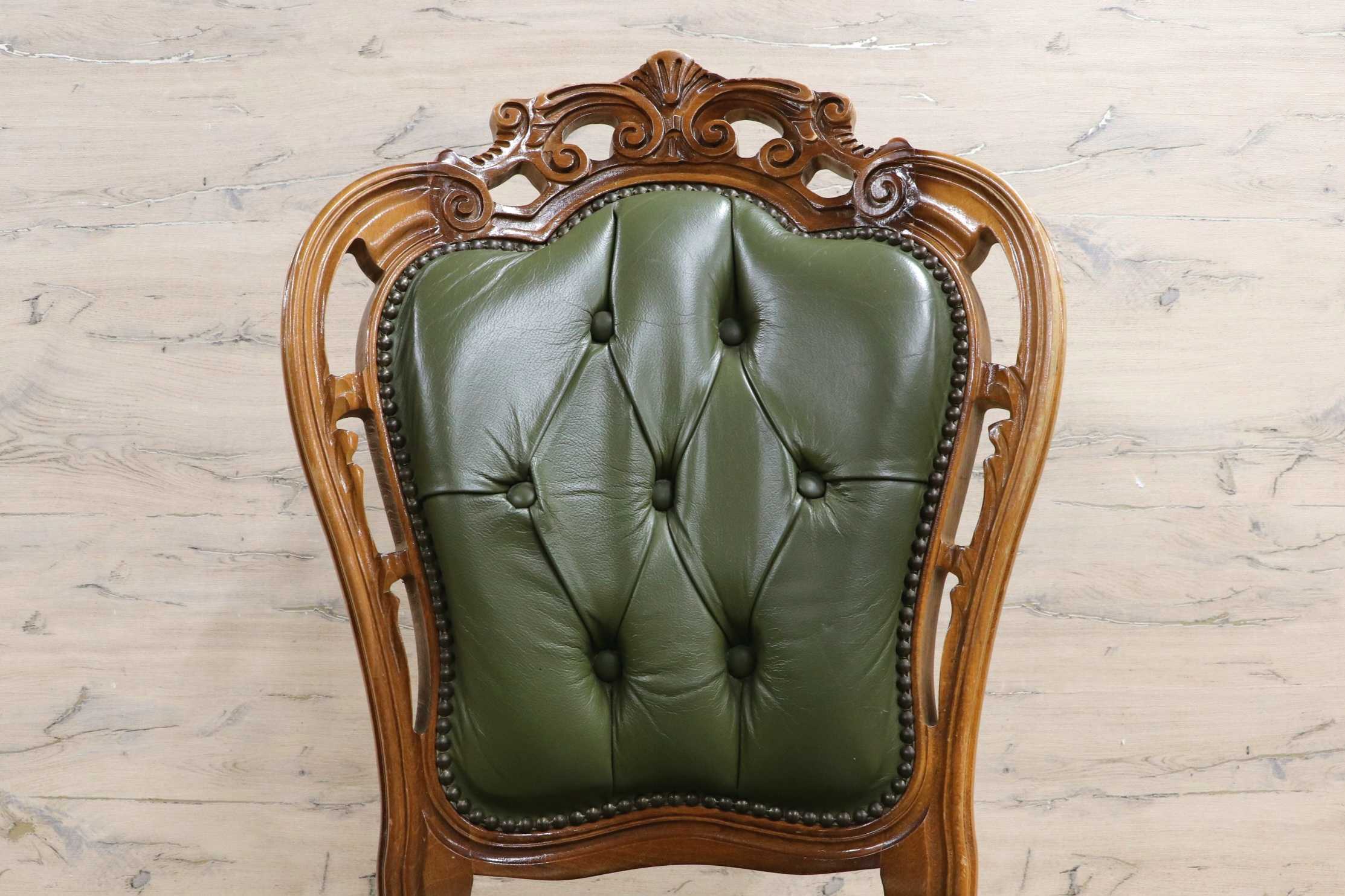 GMIH328C○イタリア ヴィンテージ ヨーロピアン ヴェローナクラシック ダイニングチェア 革張り 猫脚 ヨーロッパ家具 アンティーク