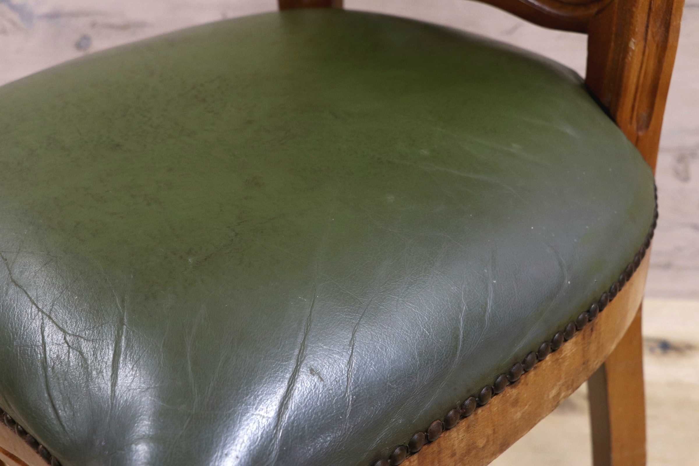 GMIH328C○イタリア ヴィンテージ ヨーロピアン ヴェローナクラシック ダイニングチェア 革張り 猫脚 ヨーロッパ家具 アンティーク