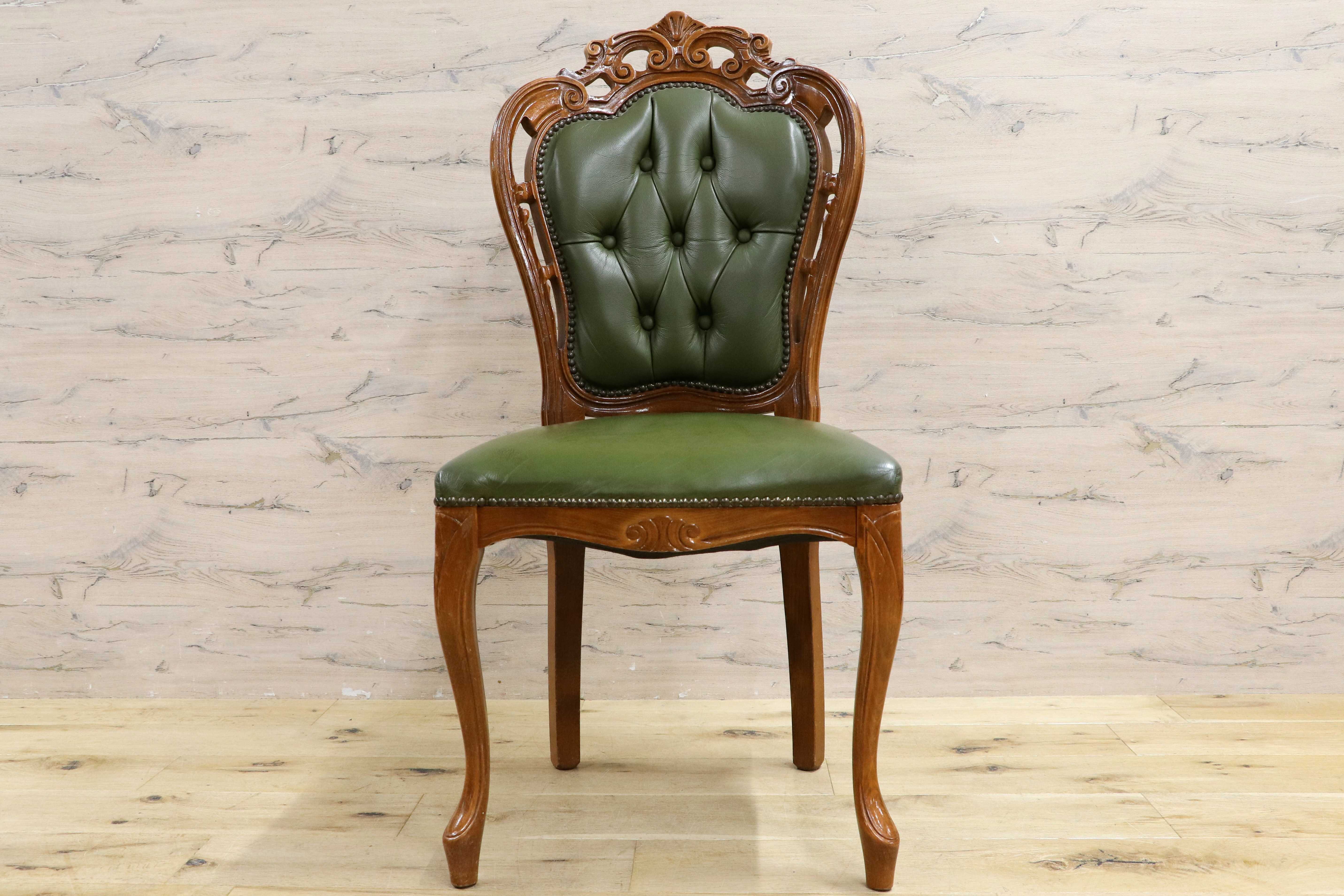 GMIH328D○イタリア ヴィンテージ ヨーロピアン ヴェローナクラシック ダイニングチェア 革張り 猫脚 ヨーロッパ家具 アンティーク