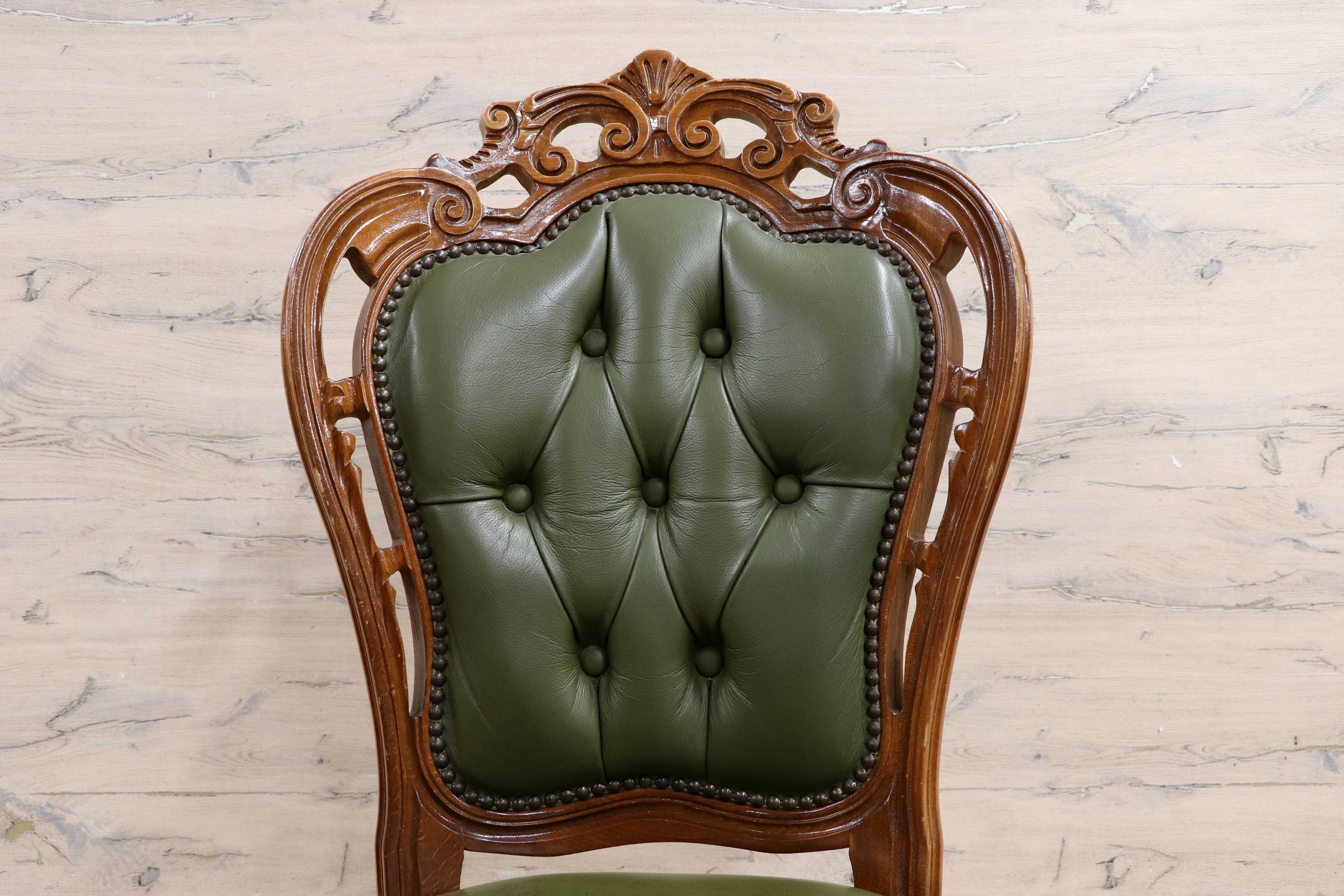 GMIH328D○イタリア ヴィンテージ ヨーロピアン ヴェローナクラシック ダイニングチェア 革張り 猫脚 ヨーロッパ家具 アンティーク