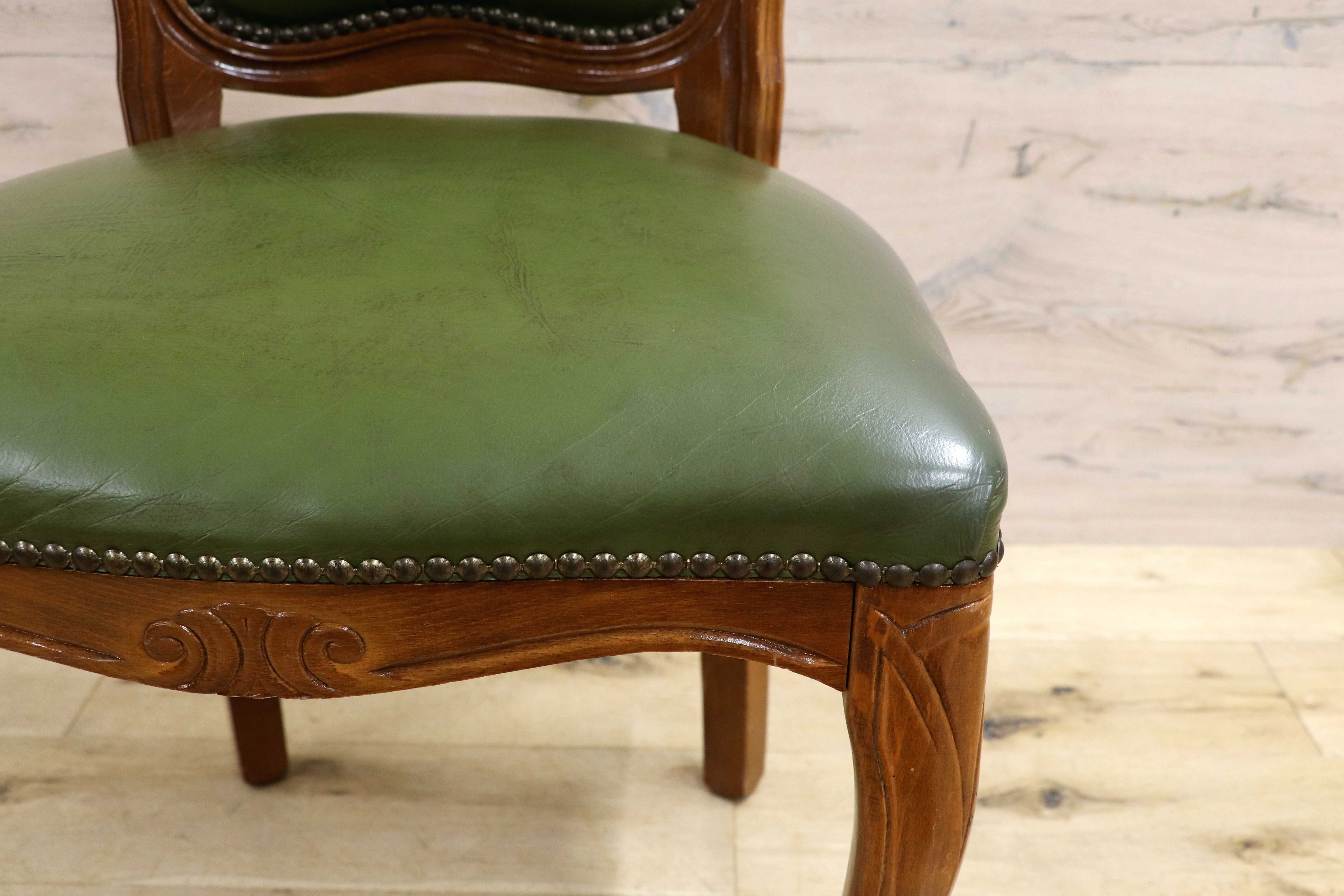 GMIH328D○イタリア ヴィンテージ ヨーロピアン ヴェローナクラシック ダイニングチェア 革張り 猫脚 ヨーロッパ家具 アンティーク