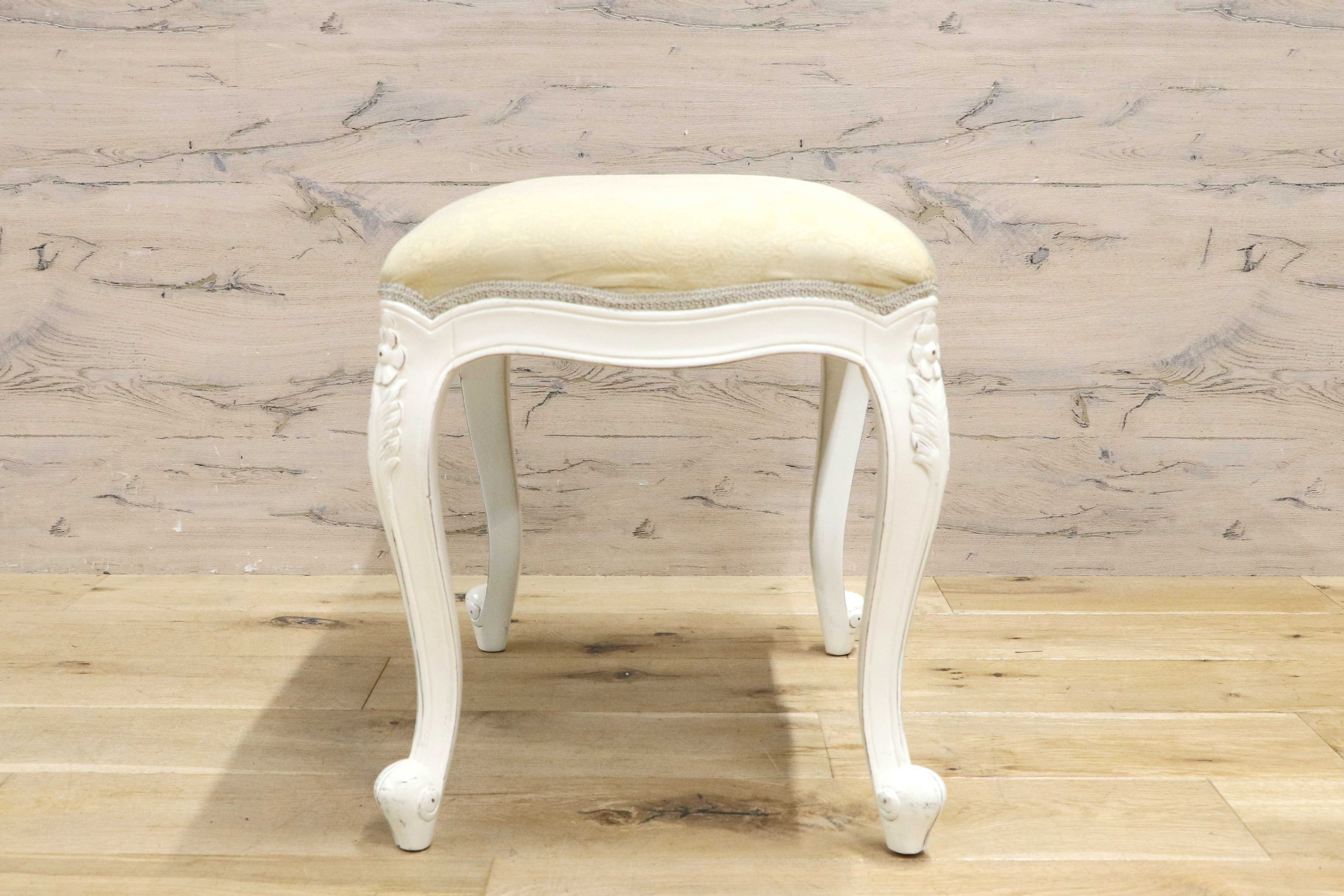 GMIS361B○ヨーロピアンデザイン ロココ調 スツール 腰掛け 椅子 猫脚 姫家具 エレガント アンティーク調 マホガニー