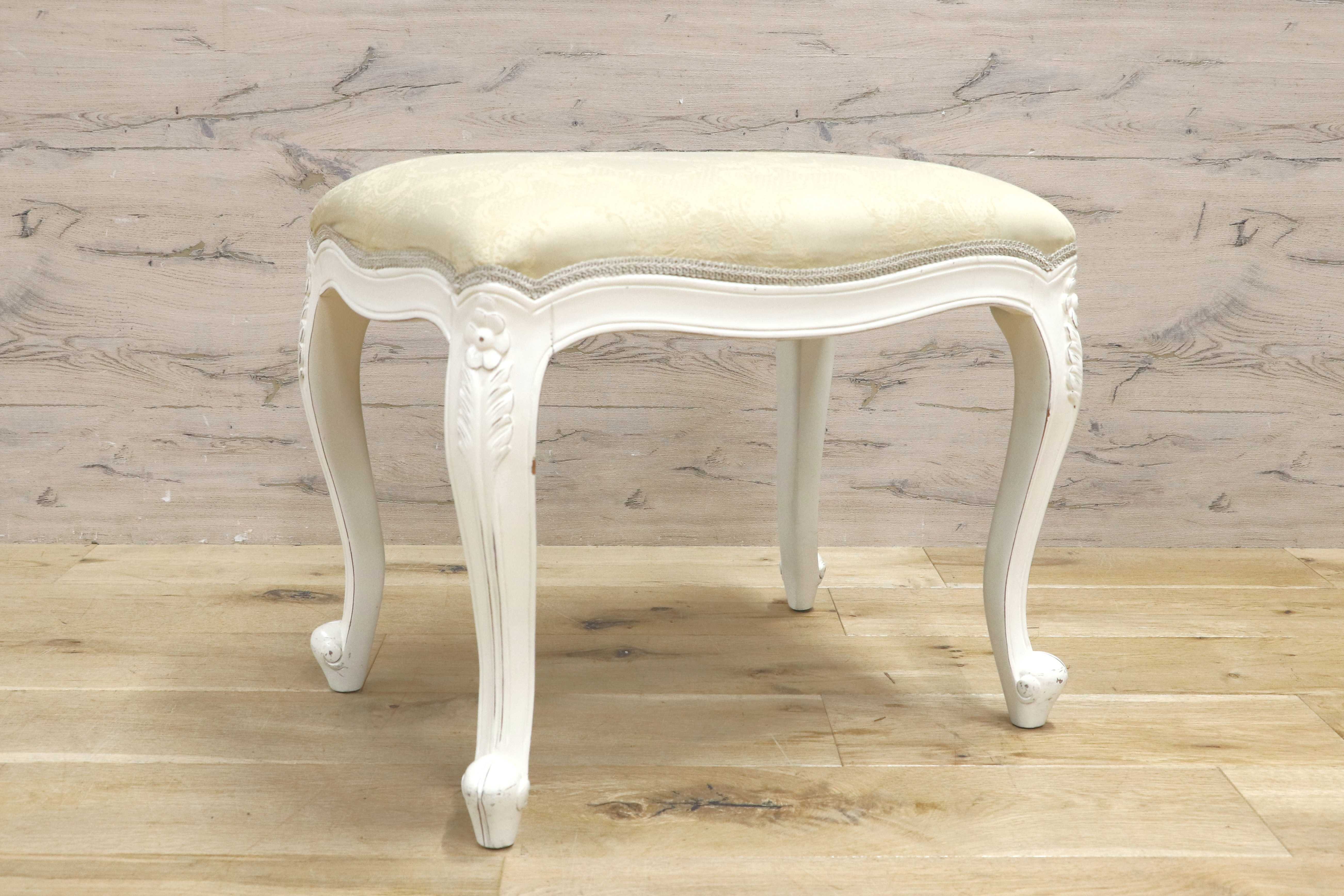 GMIS361B○ヨーロピアンデザイン ロココ調 スツール 腰掛け 椅子 猫脚 姫家具 エレガント アンティーク調 マホガニー