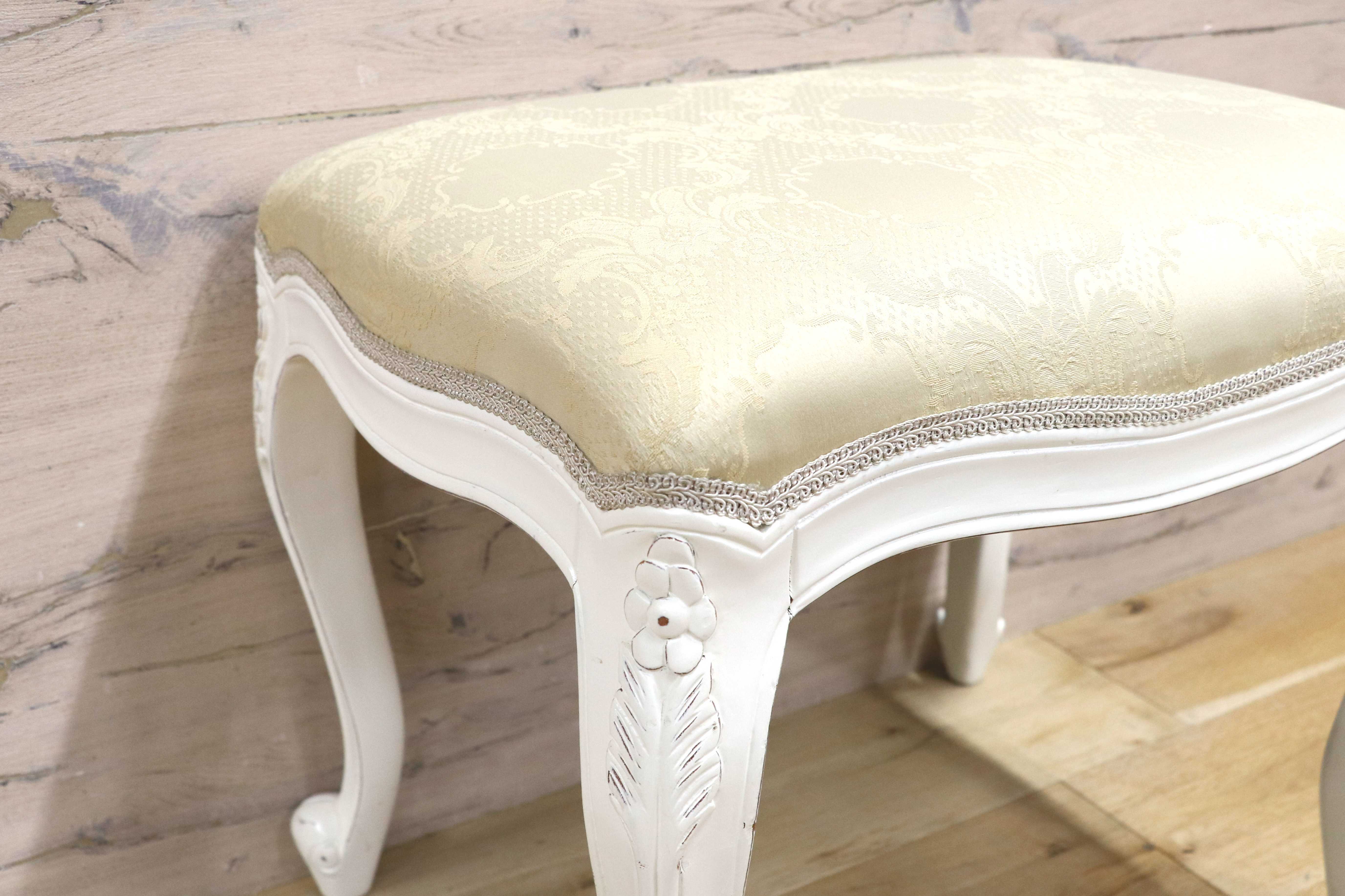 GMIS361B○ヨーロピアンデザイン ロココ調 スツール 腰掛け 椅子 猫脚 姫家具 エレガント アンティーク調 マホガニー