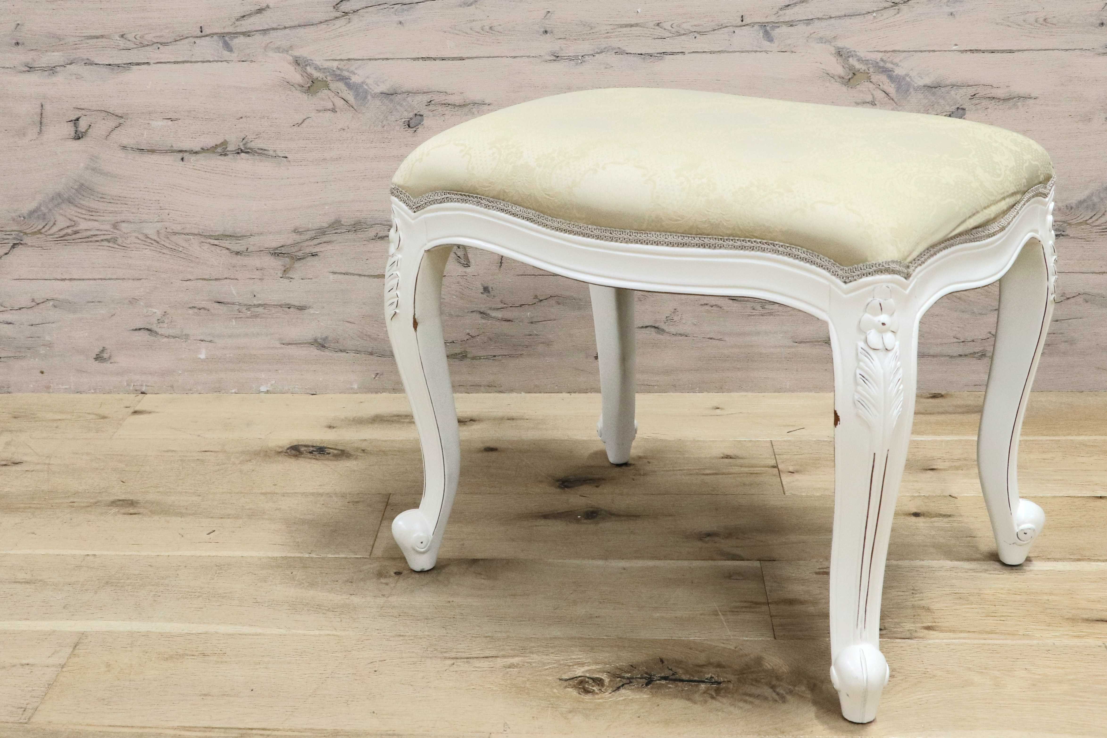 GMIS361C○ヨーロピアンデザイン ロココ調 スツール 腰掛け 椅子 猫脚 姫家具 エレガント アンティーク調 マホガニー