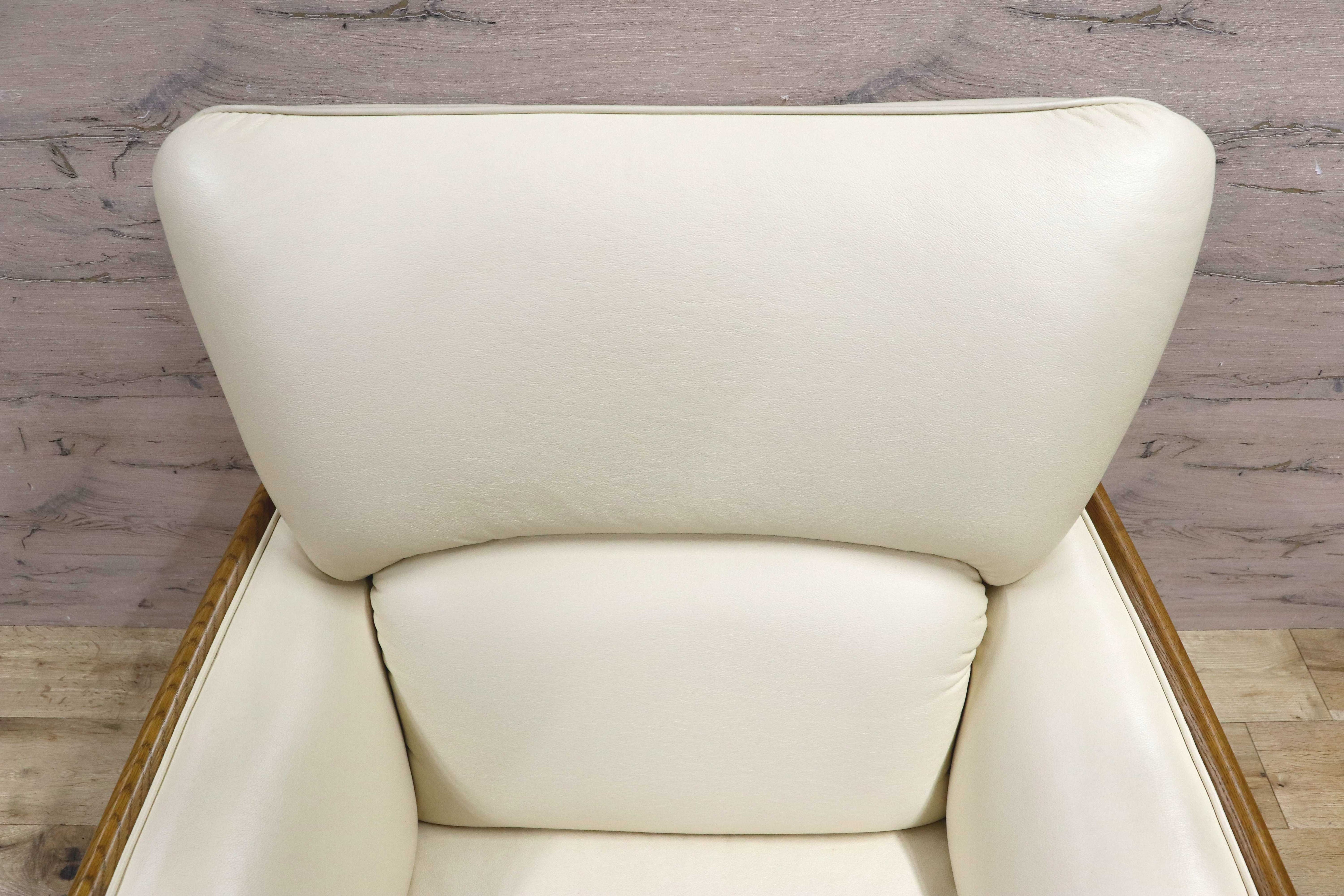 GMIS380○浜本工芸 / HAMAMOTO 1人掛けソファ 楢材 回転椅子 1Pソファ ソフトレザー 回転ソファ シングルソファ 椅子 アームソファ モダン