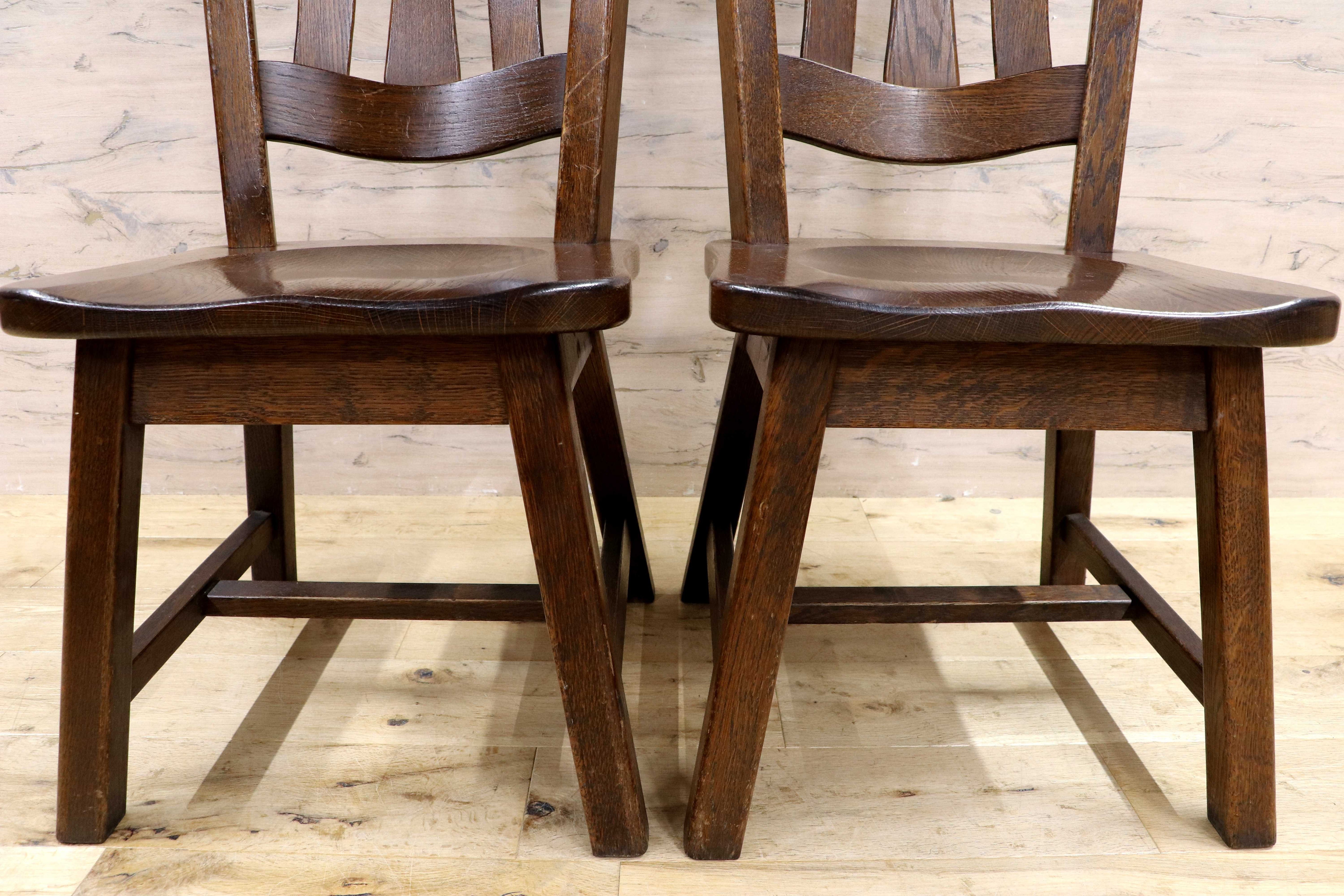 GMIK733A○起立木工 / KIRITSU MOKKO ダイニングチェア オランダ製 ダッチカントリー 椅子 オーク無垢材 アンティーク 2脚セット