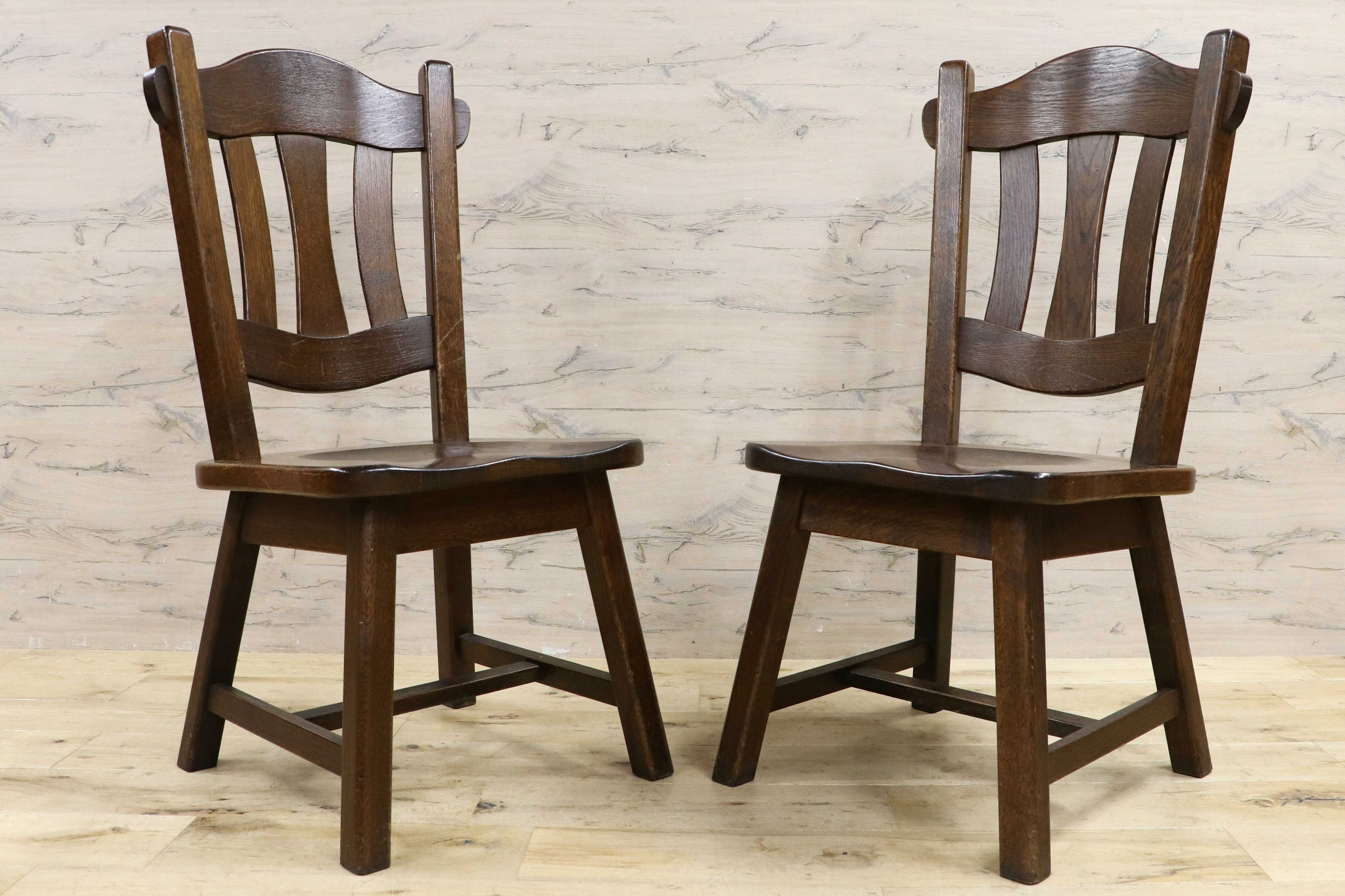 GMIK733A○起立木工 / KIRITSU MOKKO ダイニングチェア オランダ製 ダッチカントリー 椅子 オーク無垢材 アンティーク 2脚セット