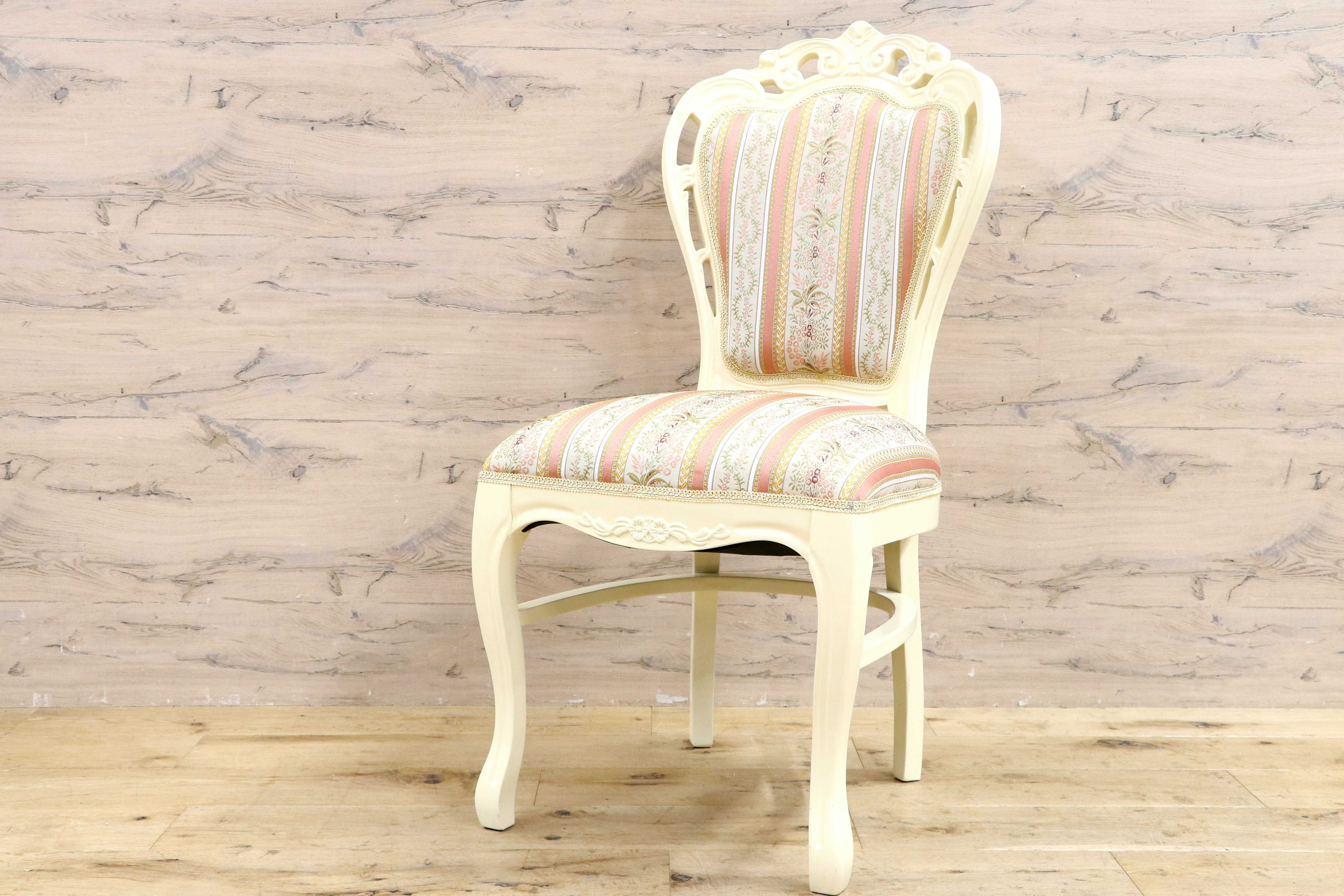 GMIS418K○ダイニングチェア アームレスチェア 椅子 木製 ファブリック ドレッサー 猫脚 ヨーロピアン ロココ アンティーク調