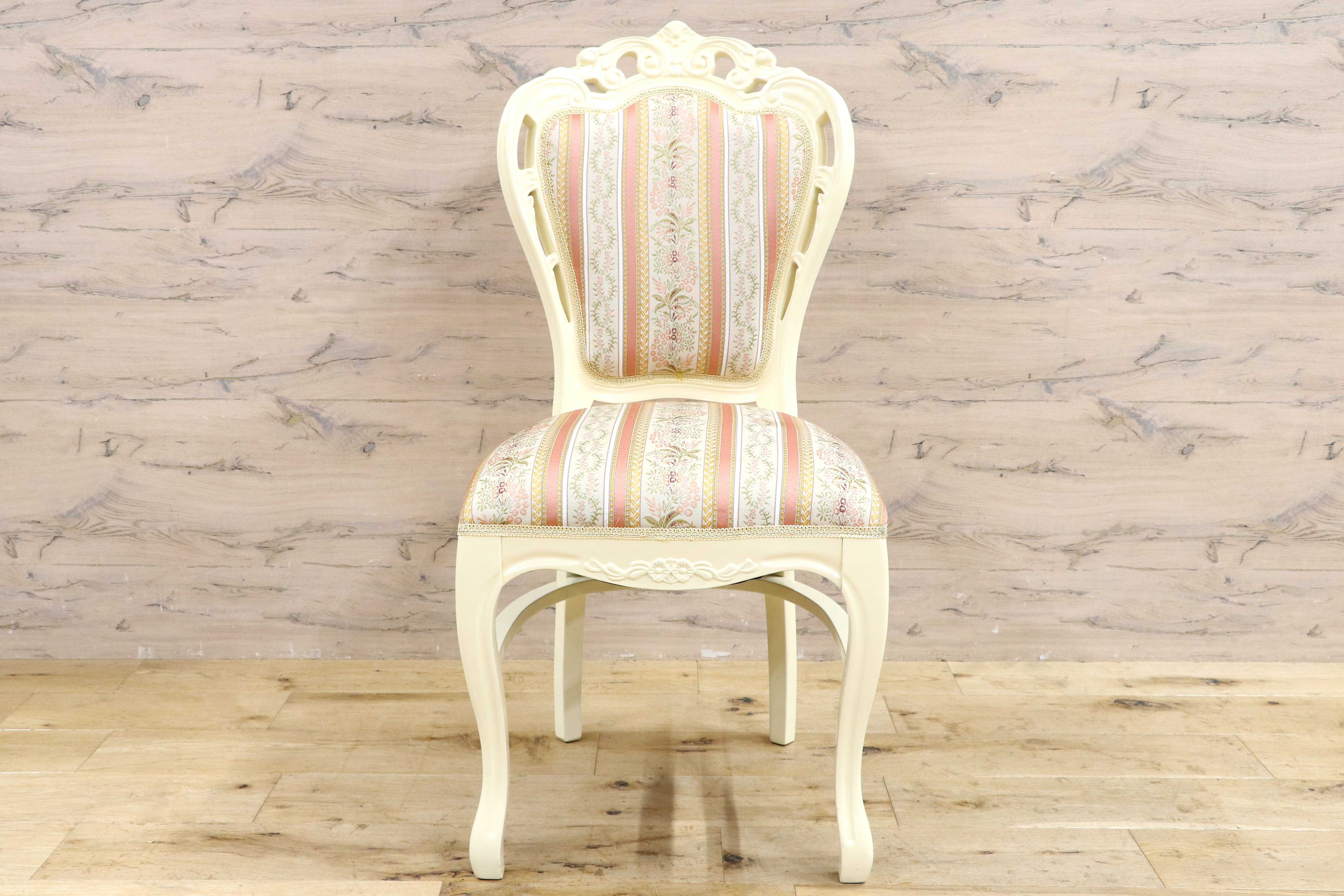 GMIS418K○ダイニングチェア アームレスチェア 椅子 木製 ファブリック ドレッサー 猫脚 ヨーロピアン ロココ アンティーク調